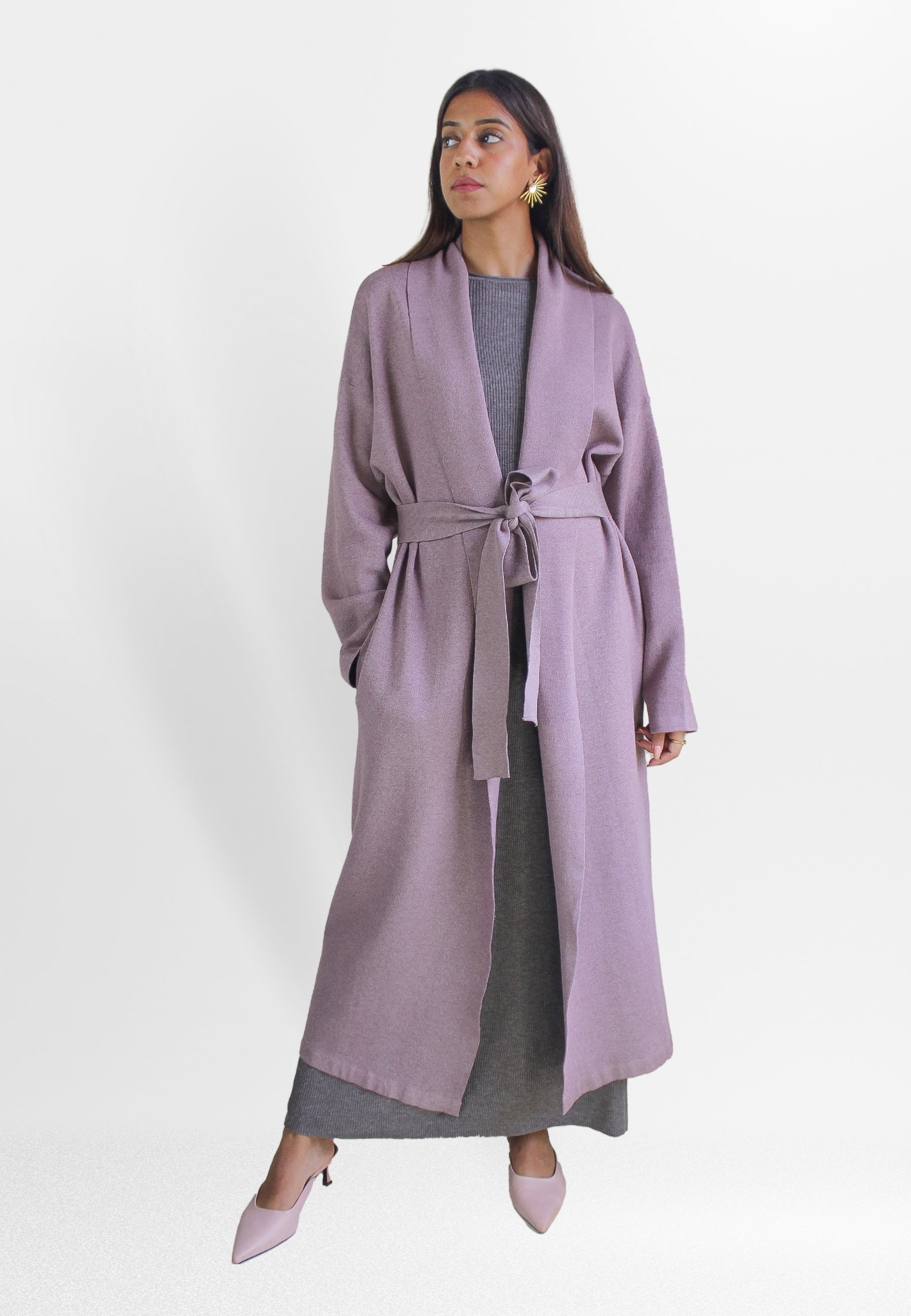 yolanda wool mauve cardigan Bombay Sunset