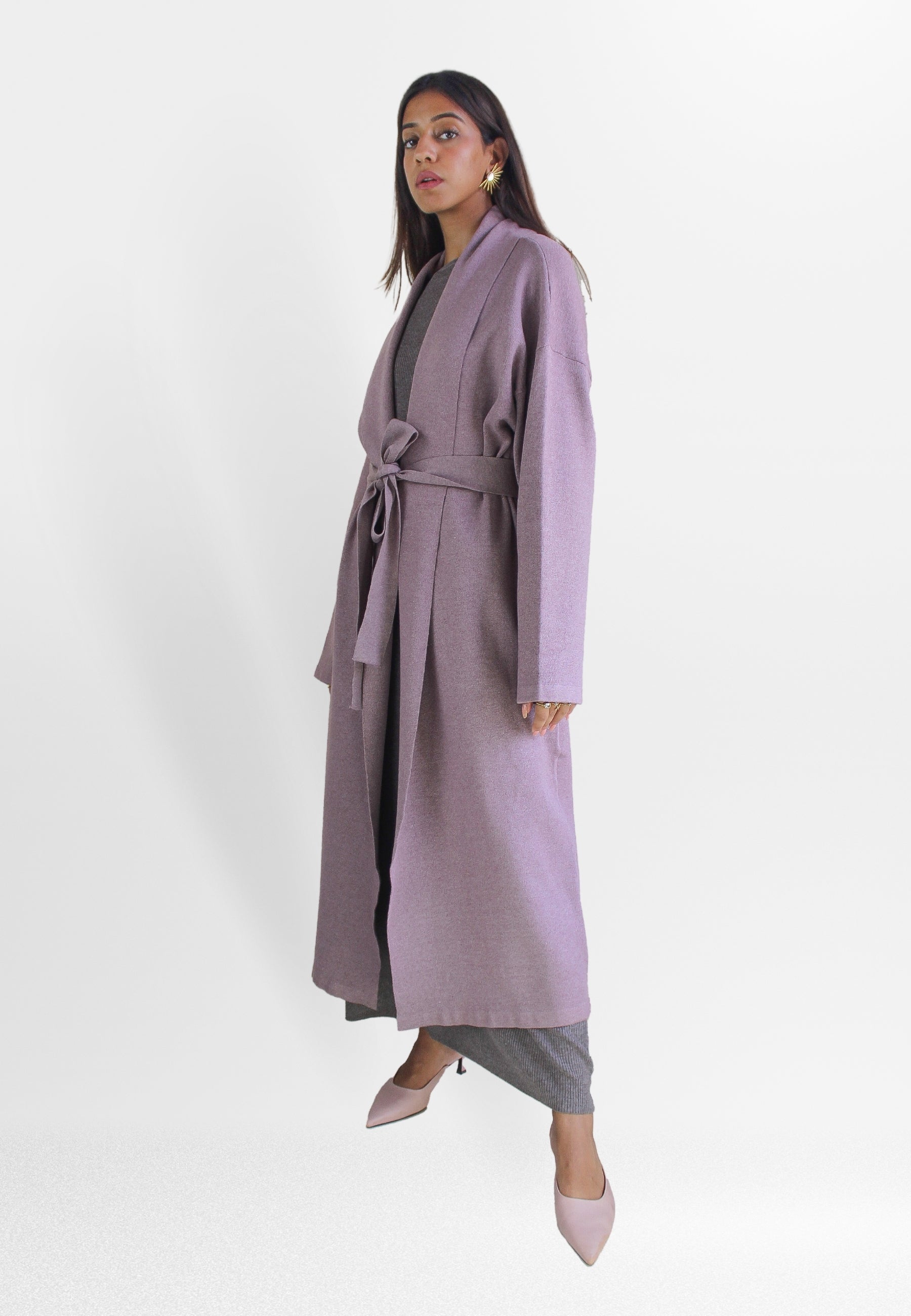 yolanda wool mauve cardigan Bombay Sunset