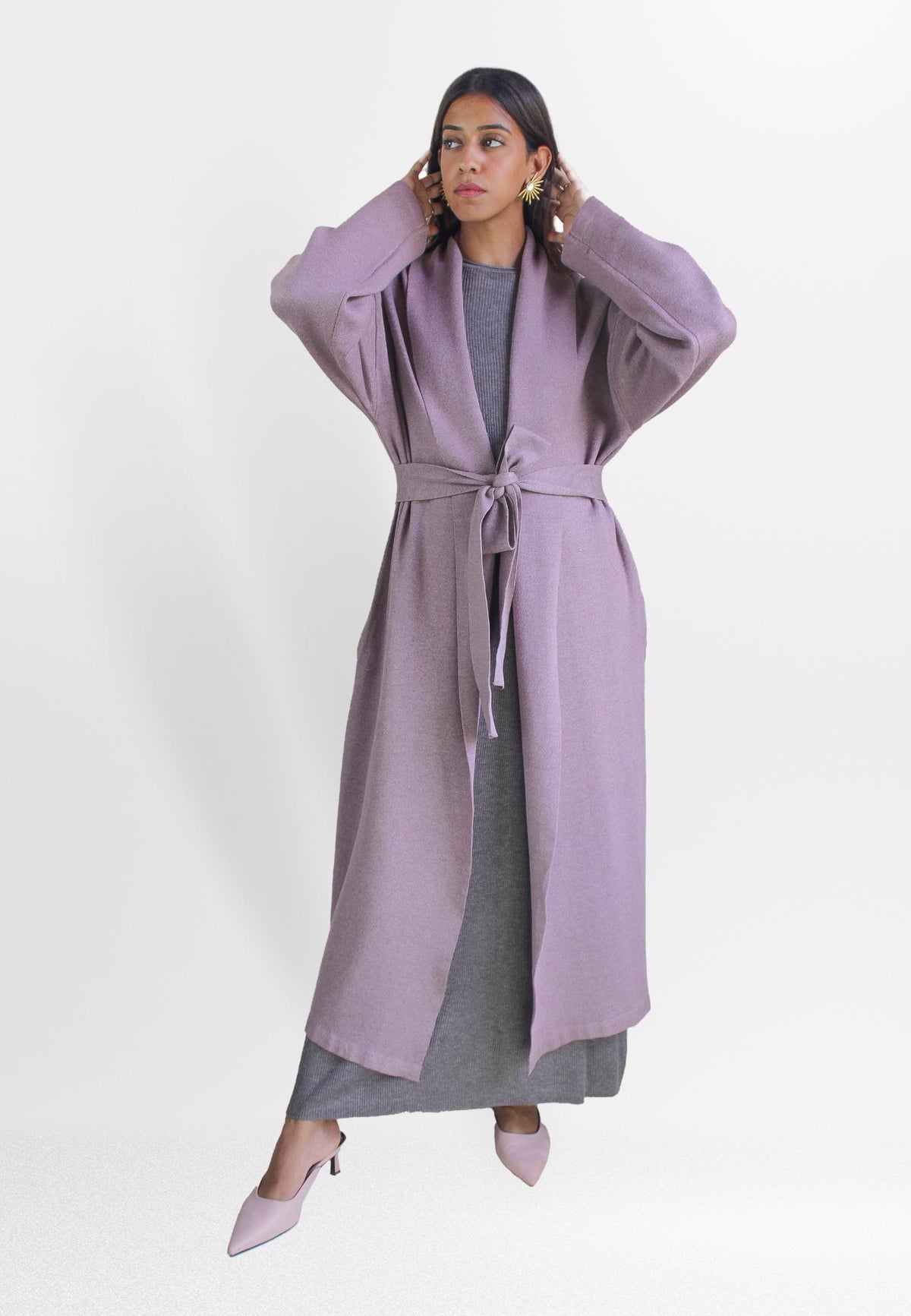 yolanda wool mauve cardigan Bombay Sunset