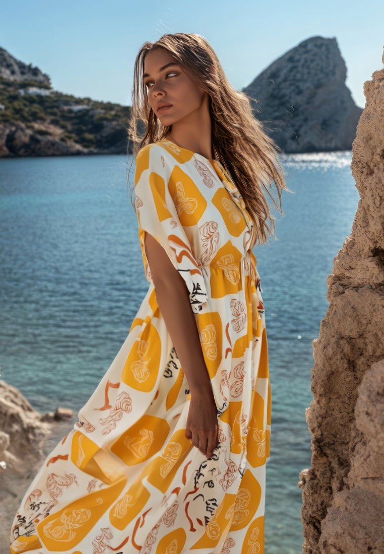 Amaris Oyster Kaftan Dress