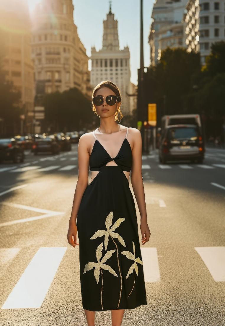 Vestido negro a presión