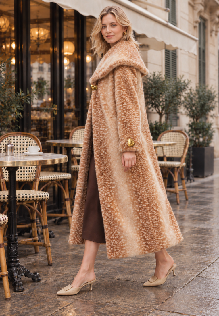 Bambi coat — parisian café full editorial — corrected sculptural button 20261010