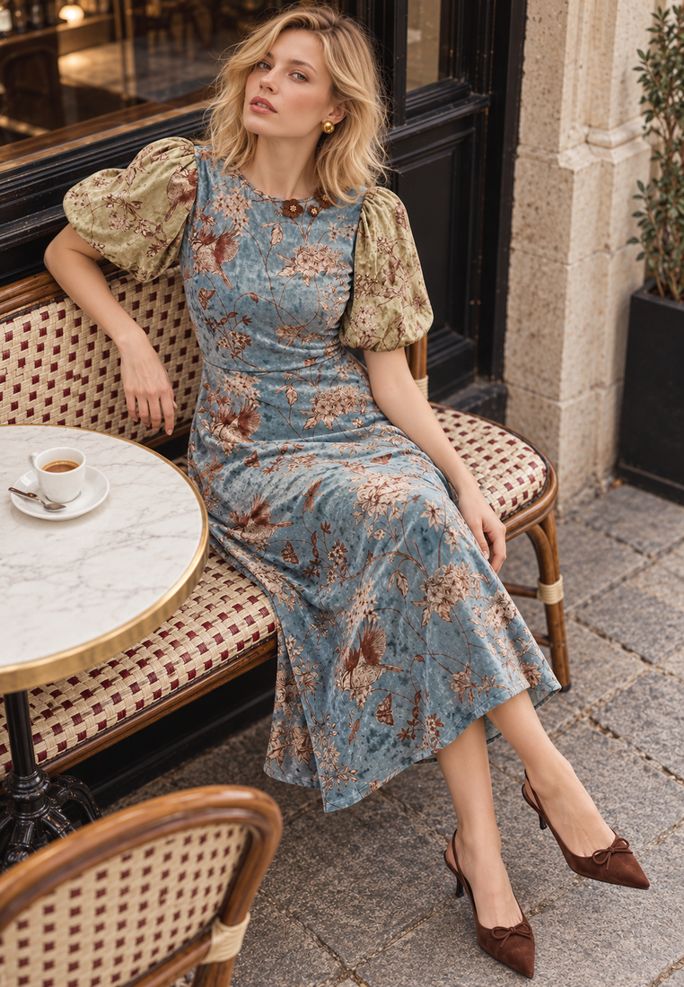 Bridgerton dress — parisian café overhead editorial — 20261010