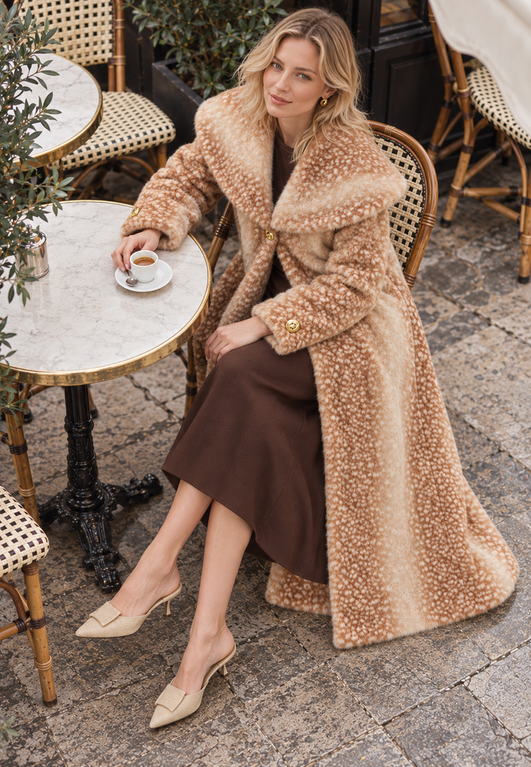 Bambi coat — parisian café overhead editorial — 20261010