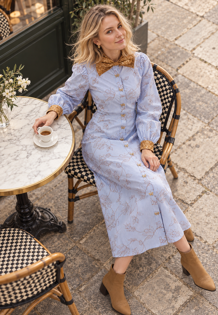 Erman dress — parisian café overhead editorial — 20261010