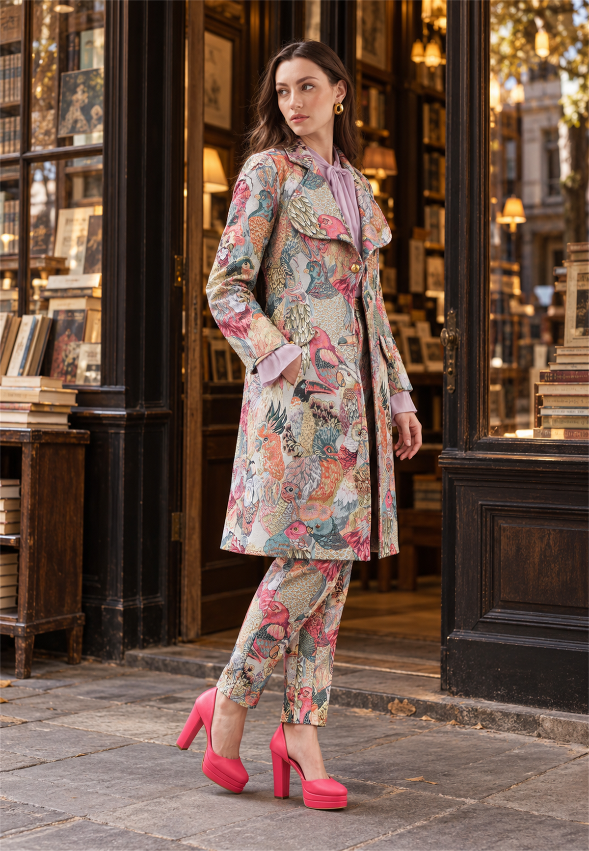 Plumara coat — full length editorial view