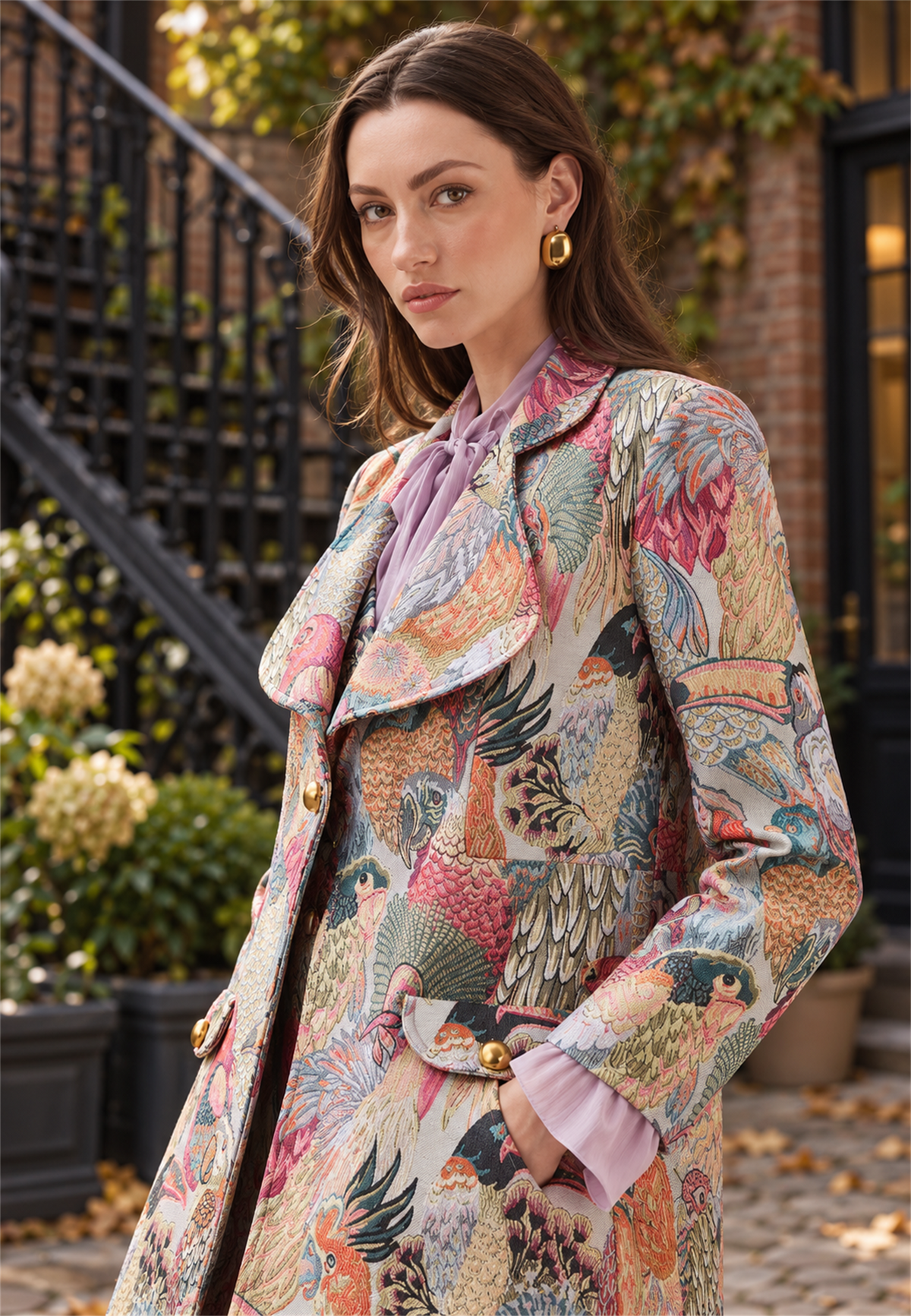 Plumara coat — fabric and detail editorial view