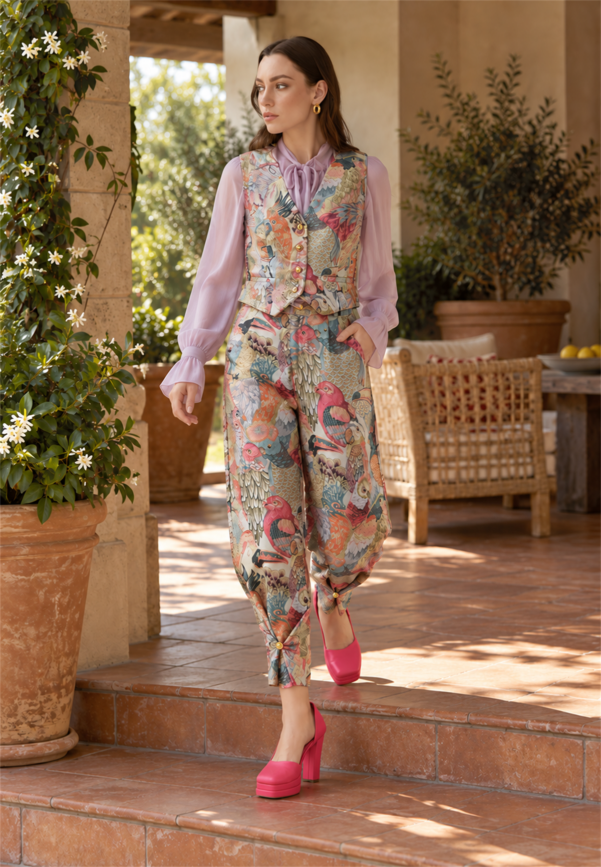 Plumara pants — three quarter editorial view