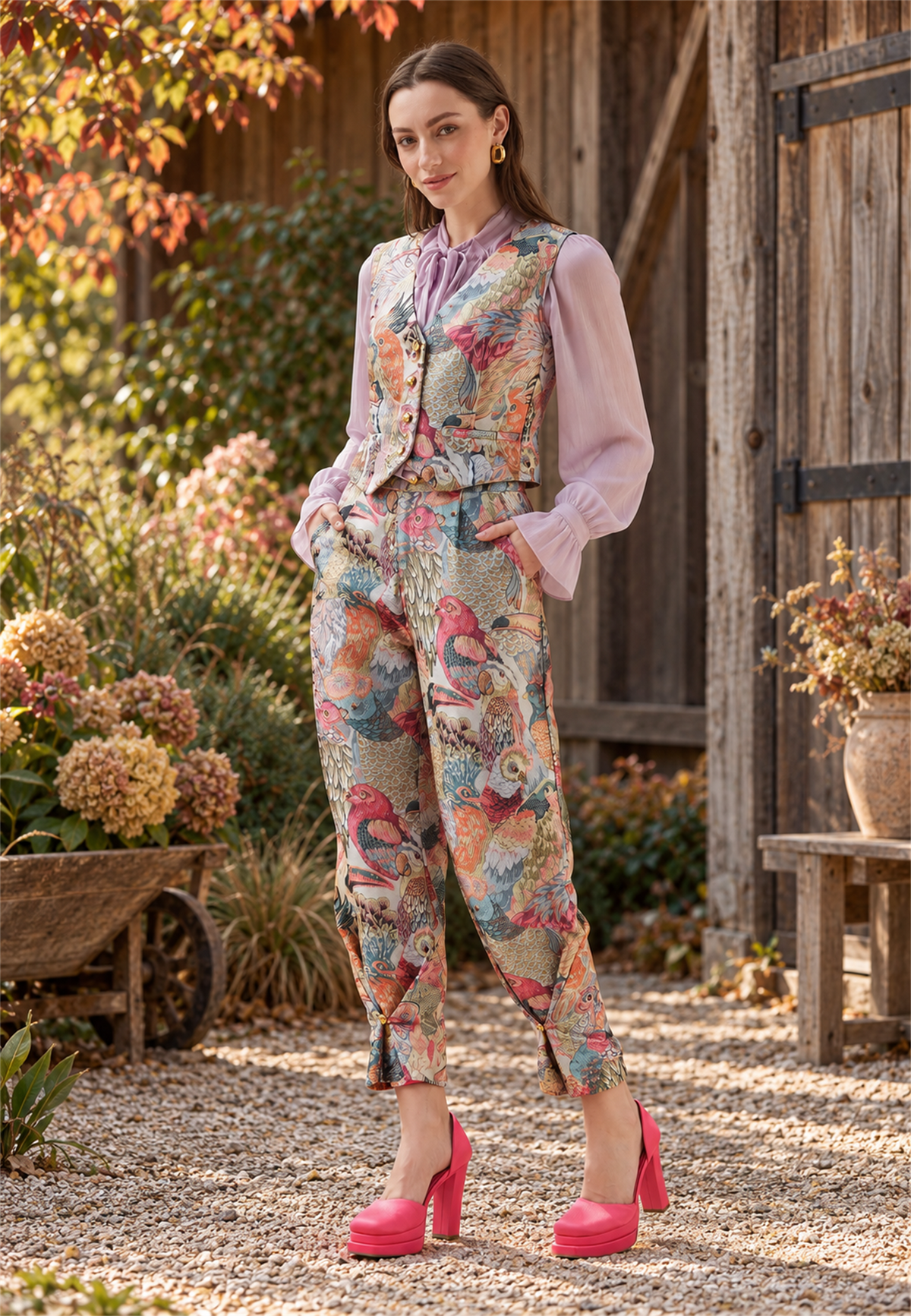 Plumara pants — fabric and detail editorial view
