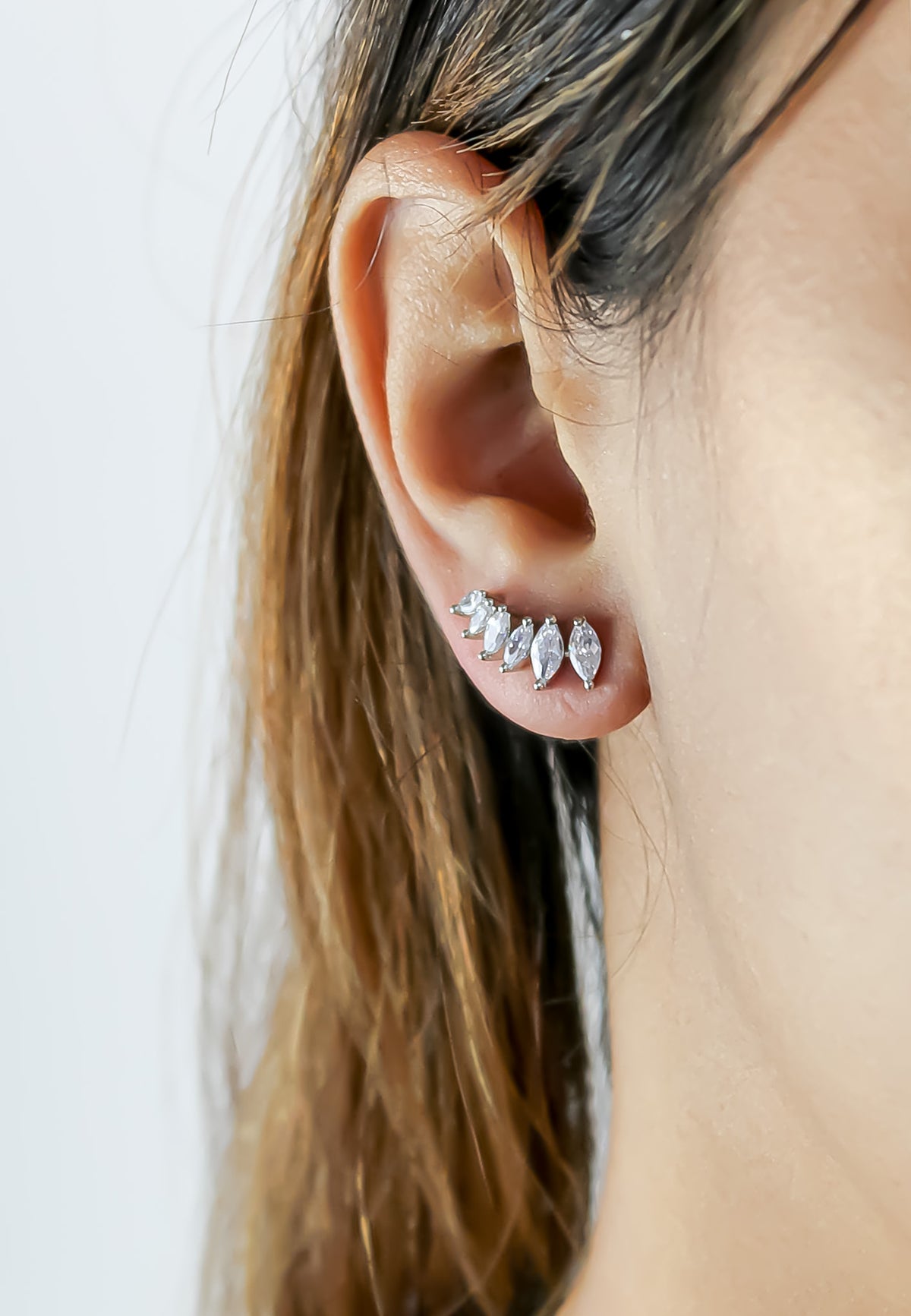 Silver stepping earrings bombay sunset