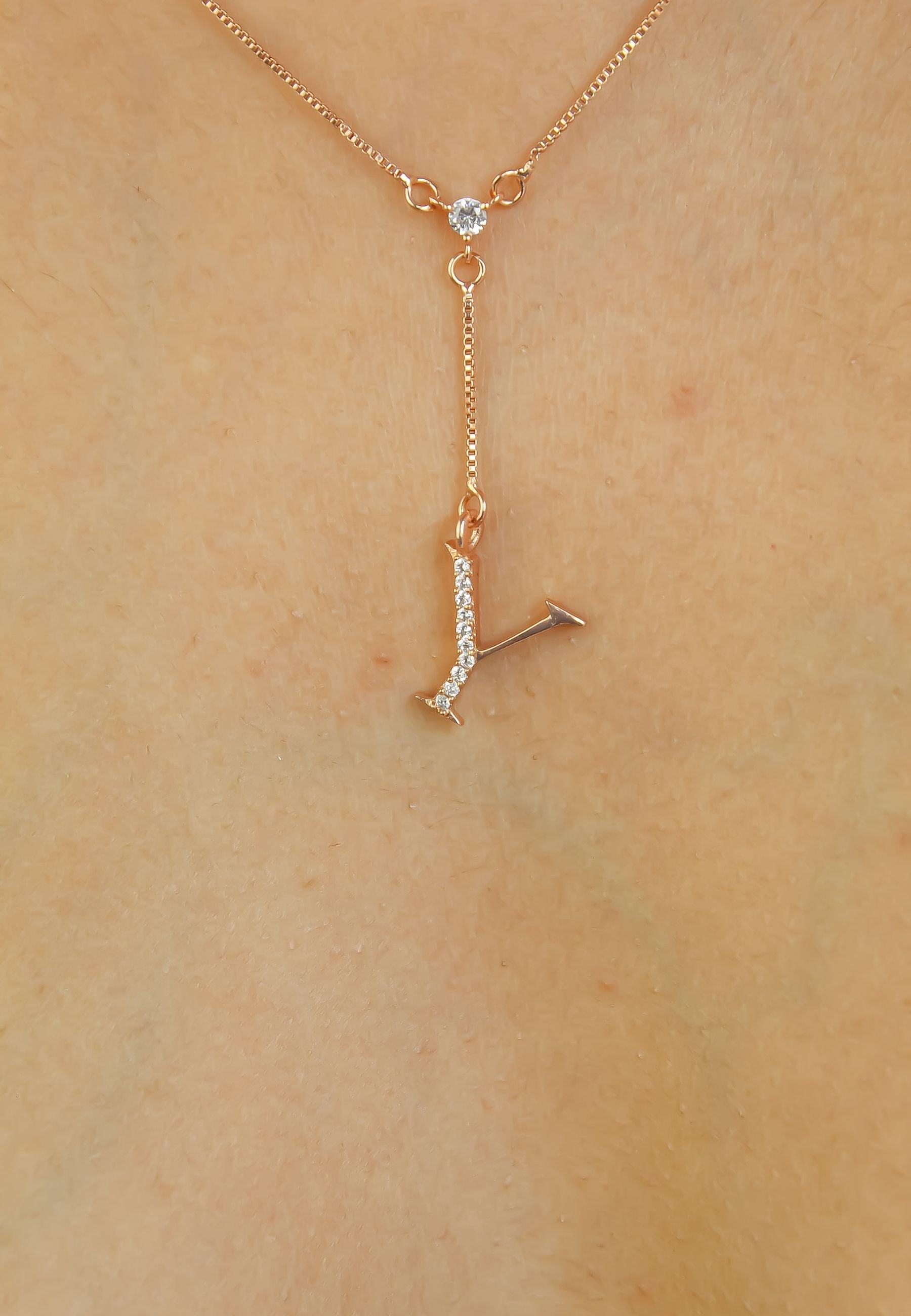 rose gold alphabet necklaces Bombay Sunset