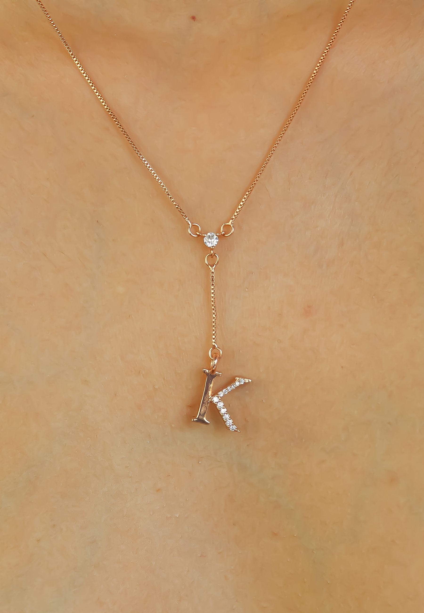 rose gold alphabet necklaces Bombay Sunset