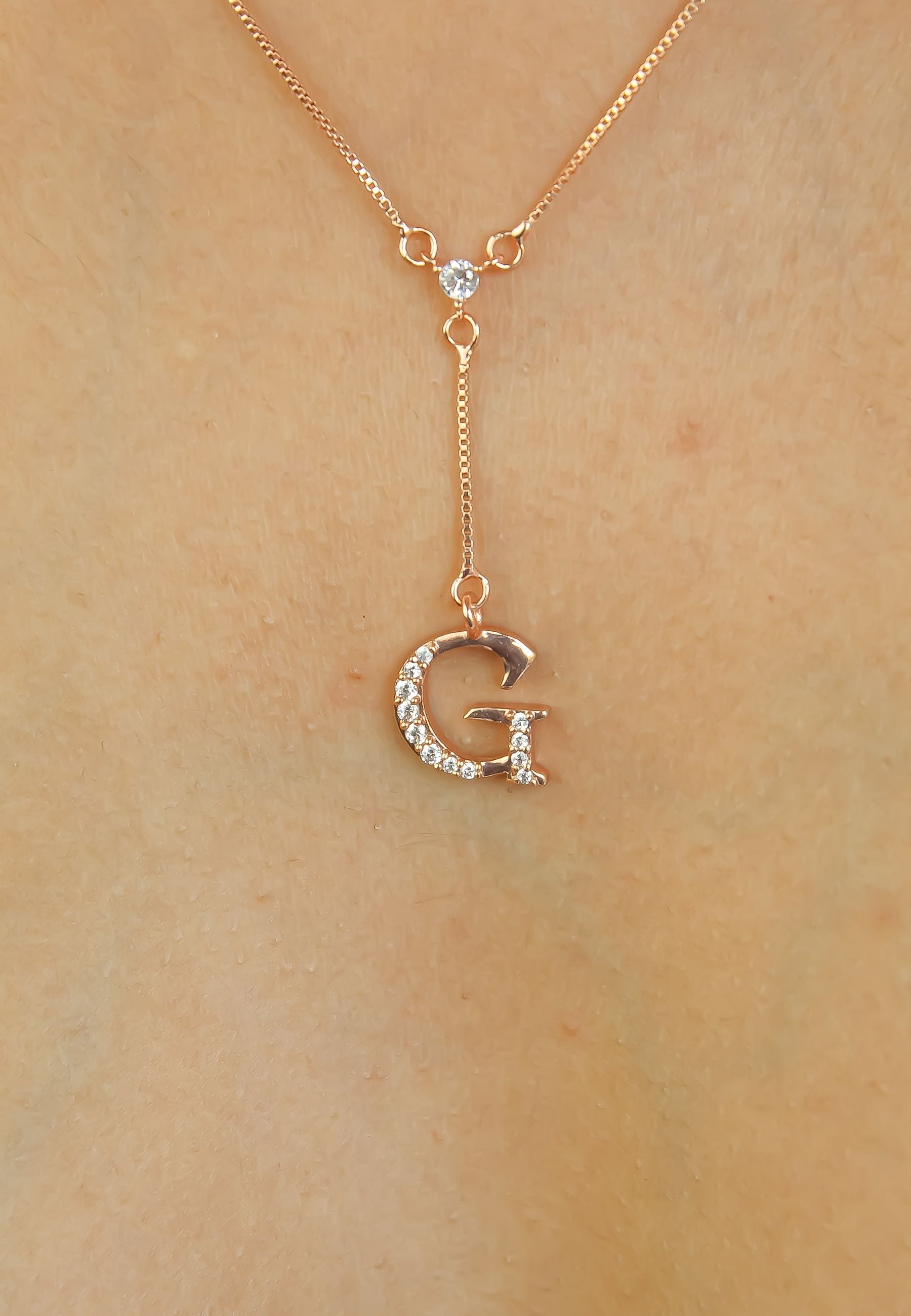 rose gold alphabet necklaces Bombay Sunset