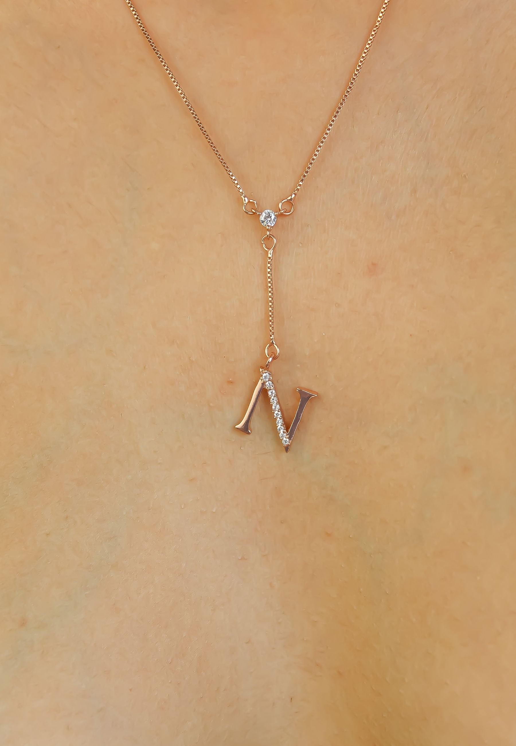 rose gold alphabet necklaces Bombay Sunset