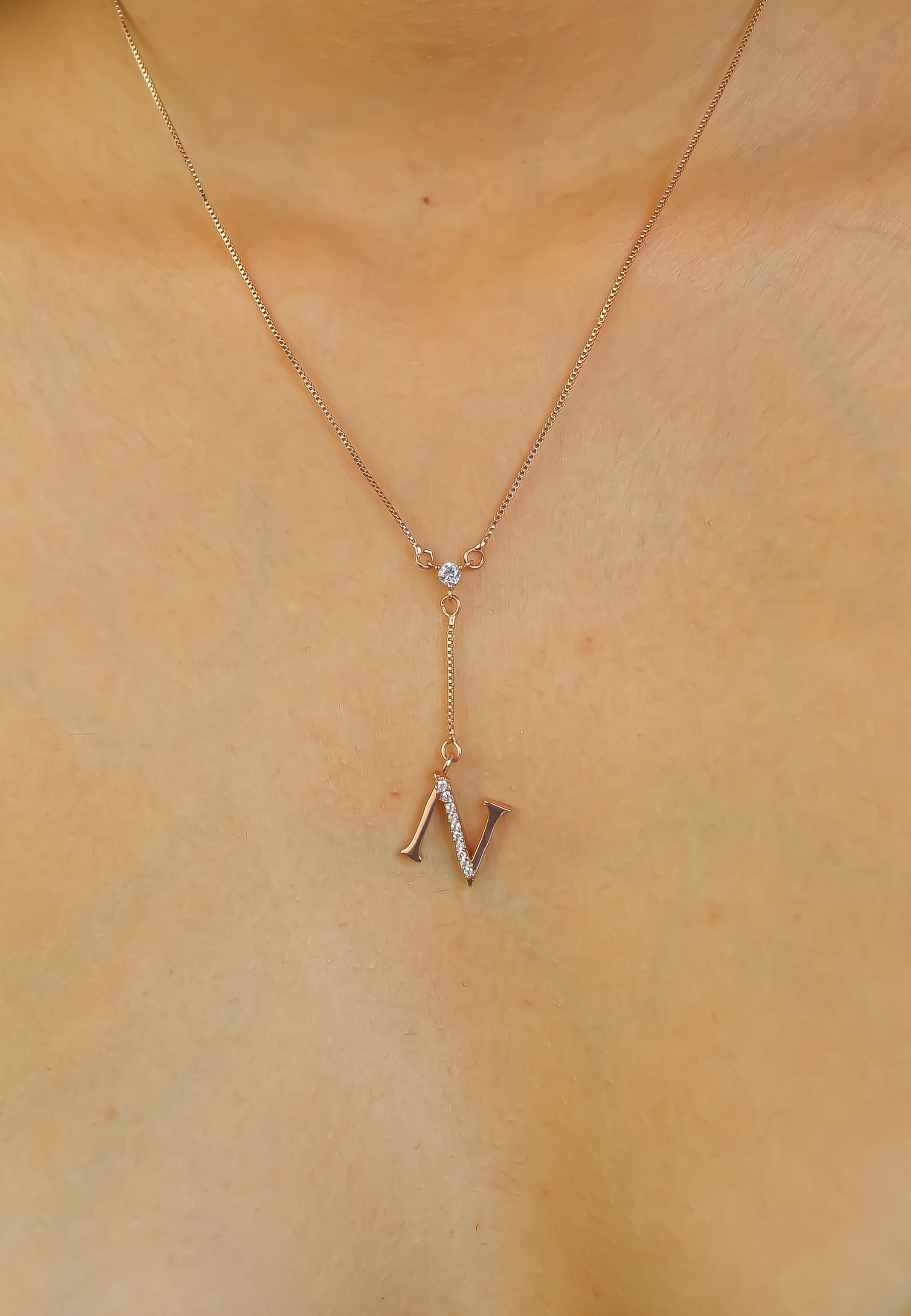 rose gold alphabet necklaces Bombay Sunset