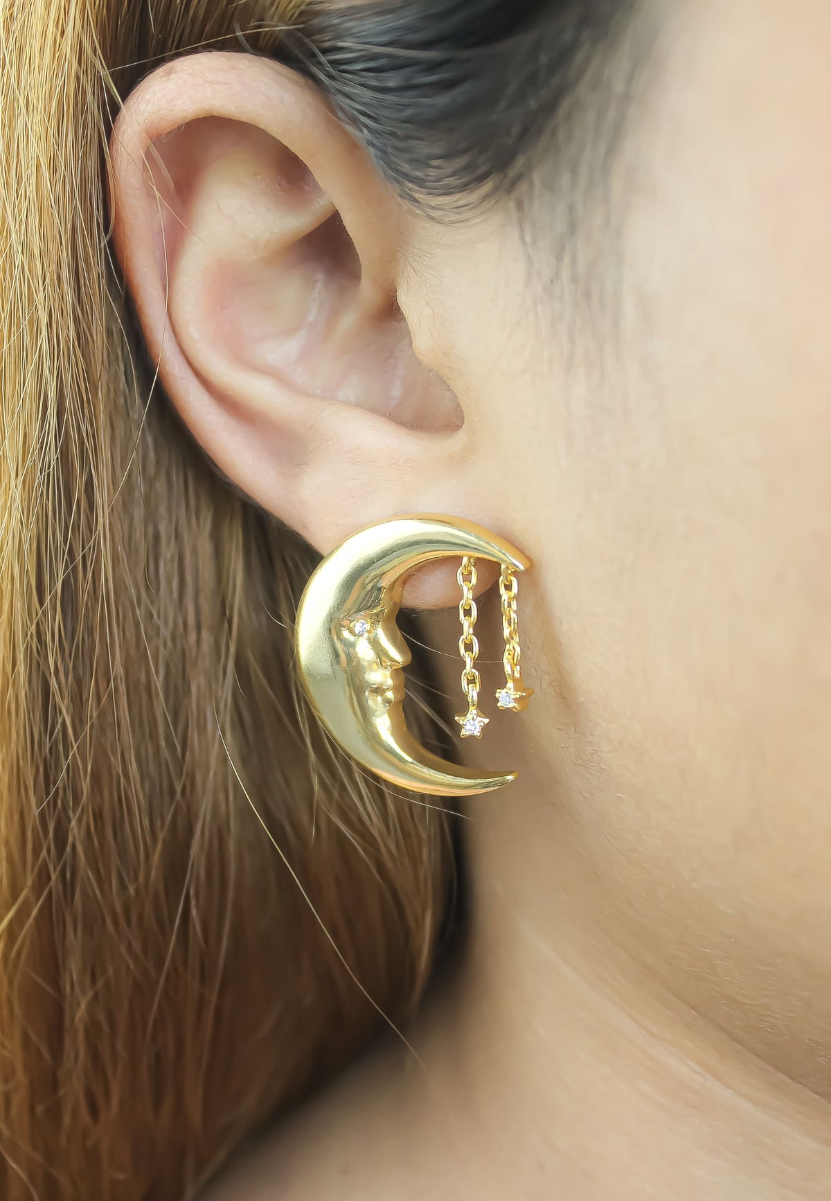 Moon earrings bombay sunset