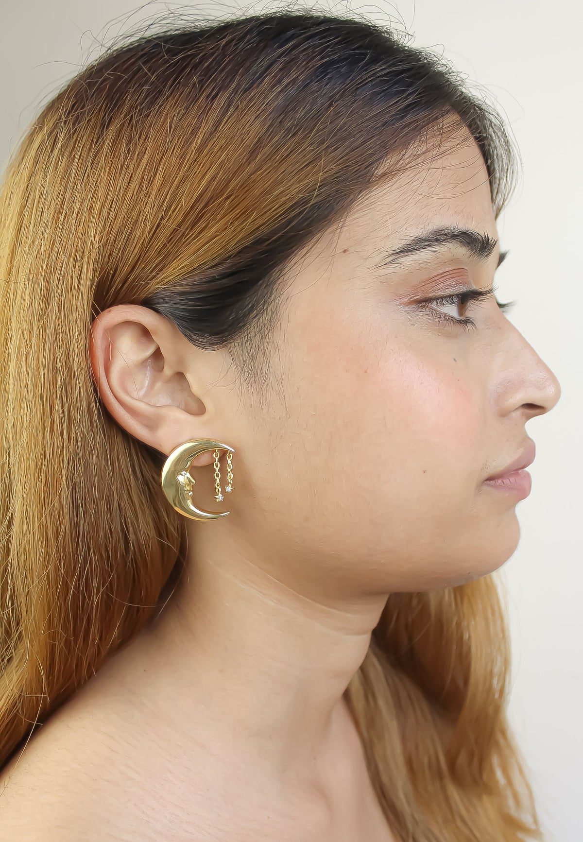 Moon earrings bombay sunset