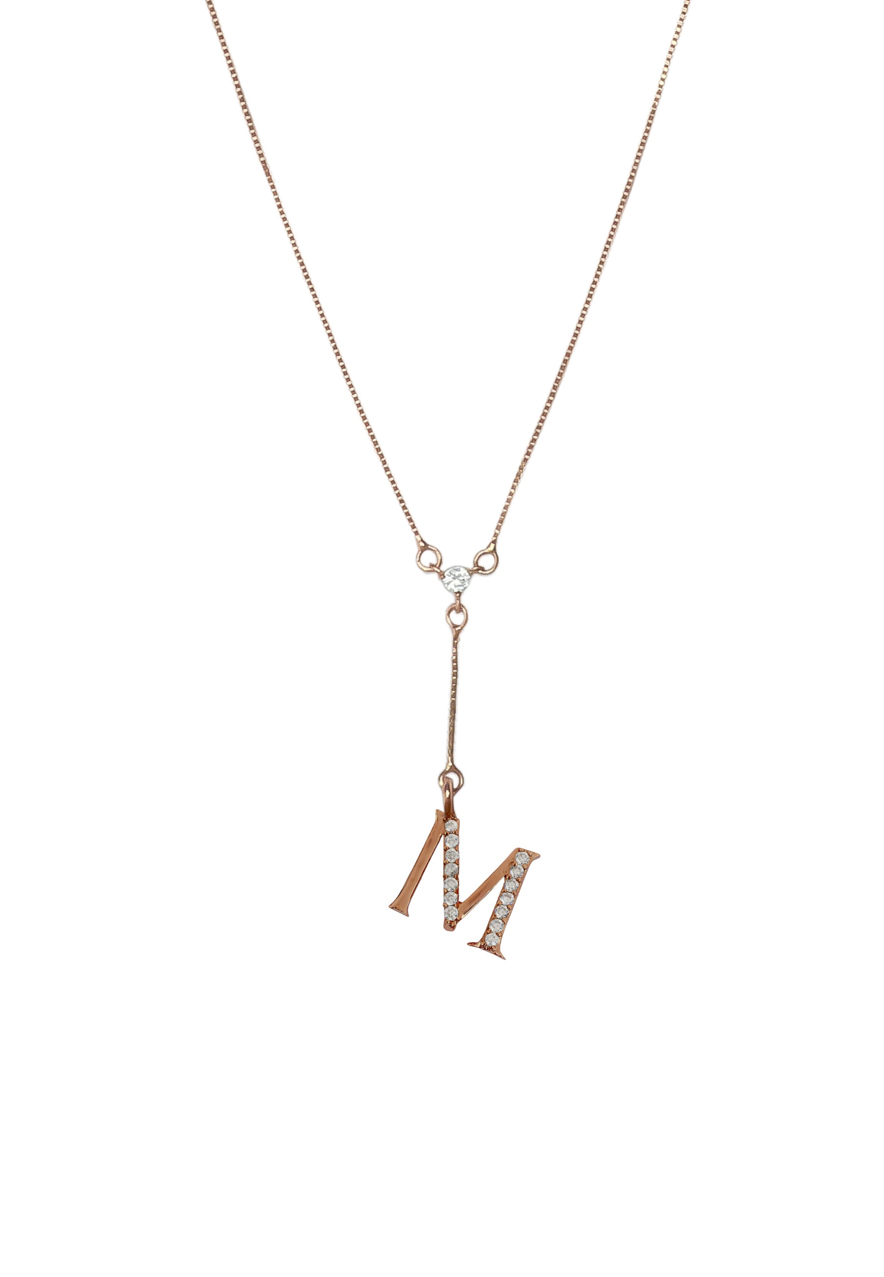 rose gold alphabet necklaces Bombay Sunset