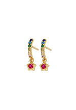 Load image into Gallery viewer, crescent moon star earrings Bombay Sunset
