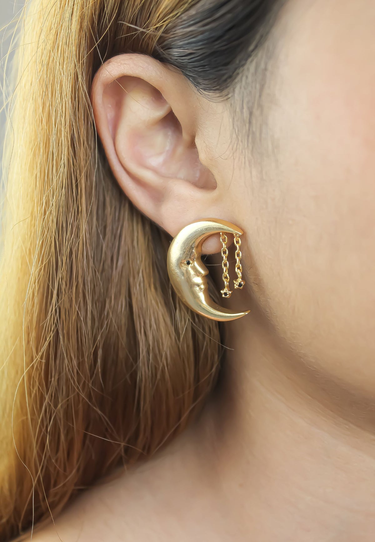 Moon earrings bombay sunset