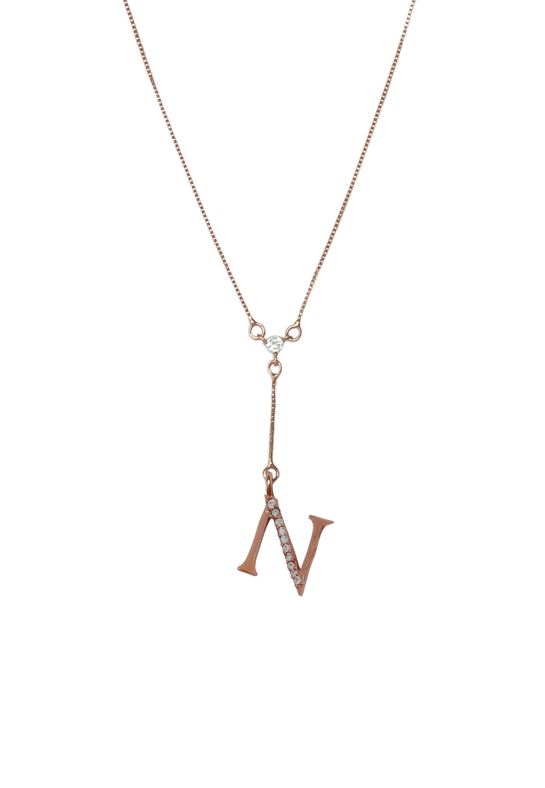 rose gold alphabet necklaces Bombay Sunset