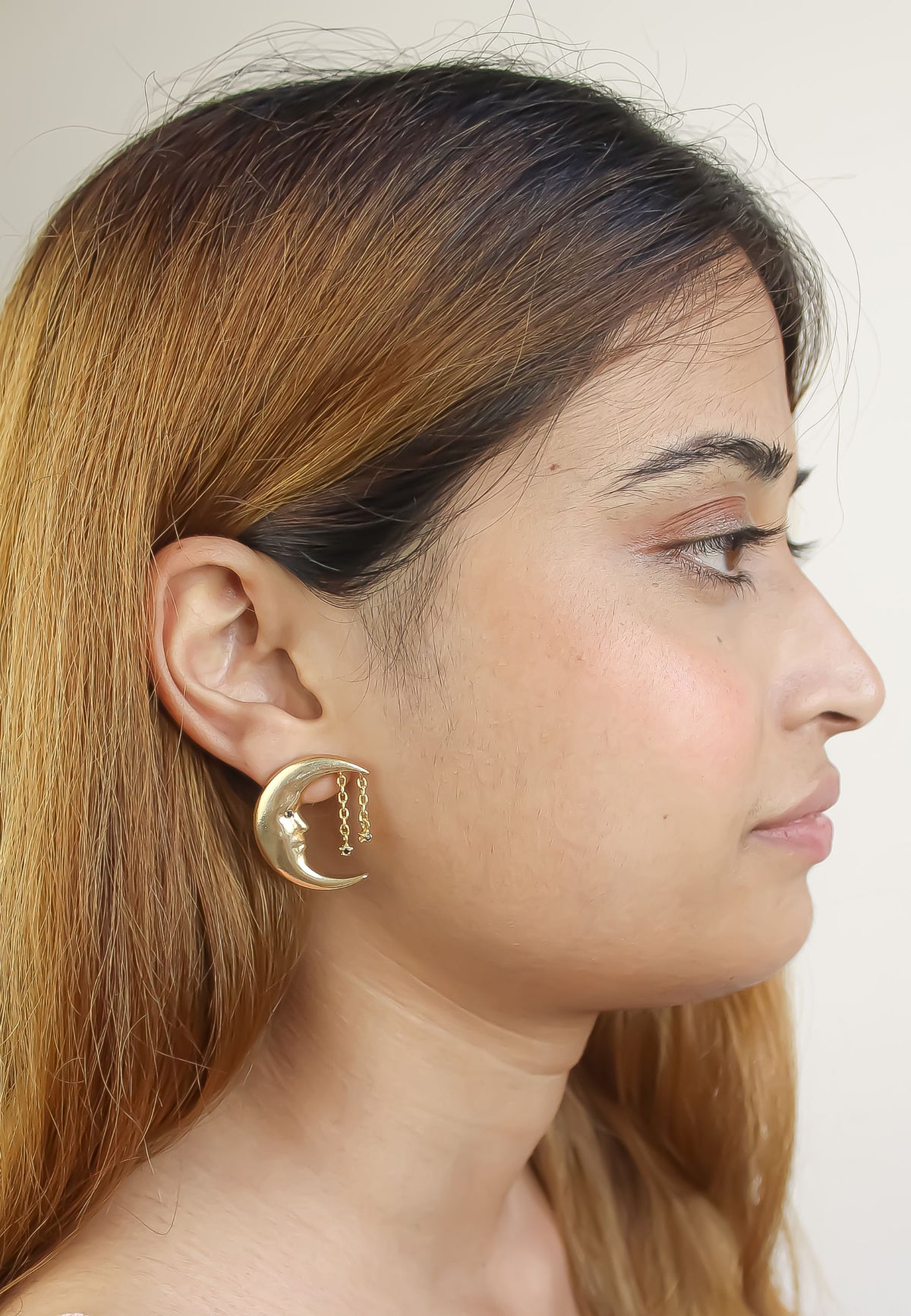 Moon earrings bombay sunset
