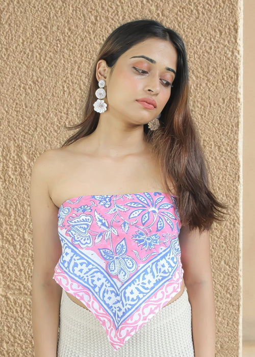 Red Petunia Scarf Top Bombay Sunset