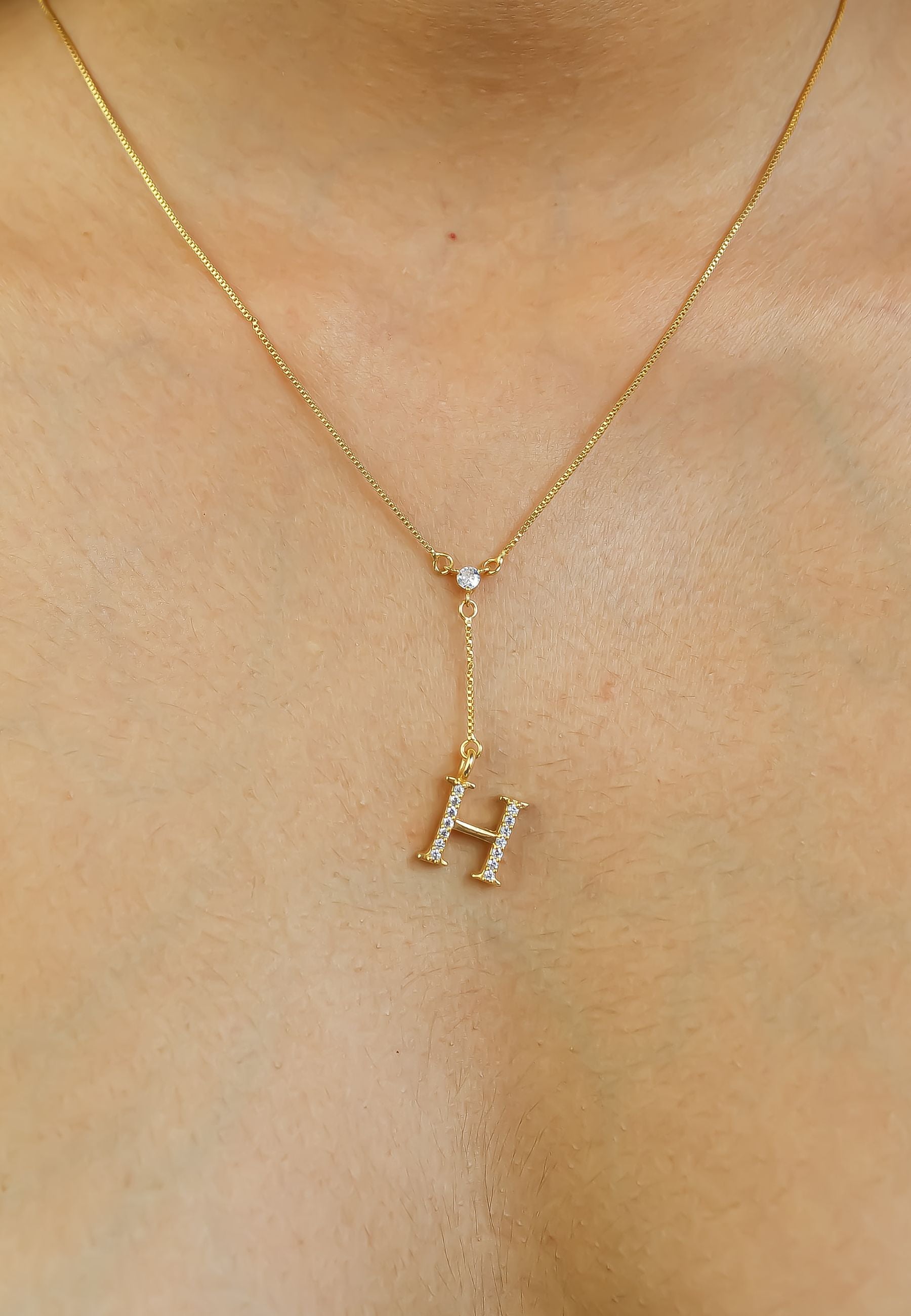 gold alphabet necklaces Bombay Sunset