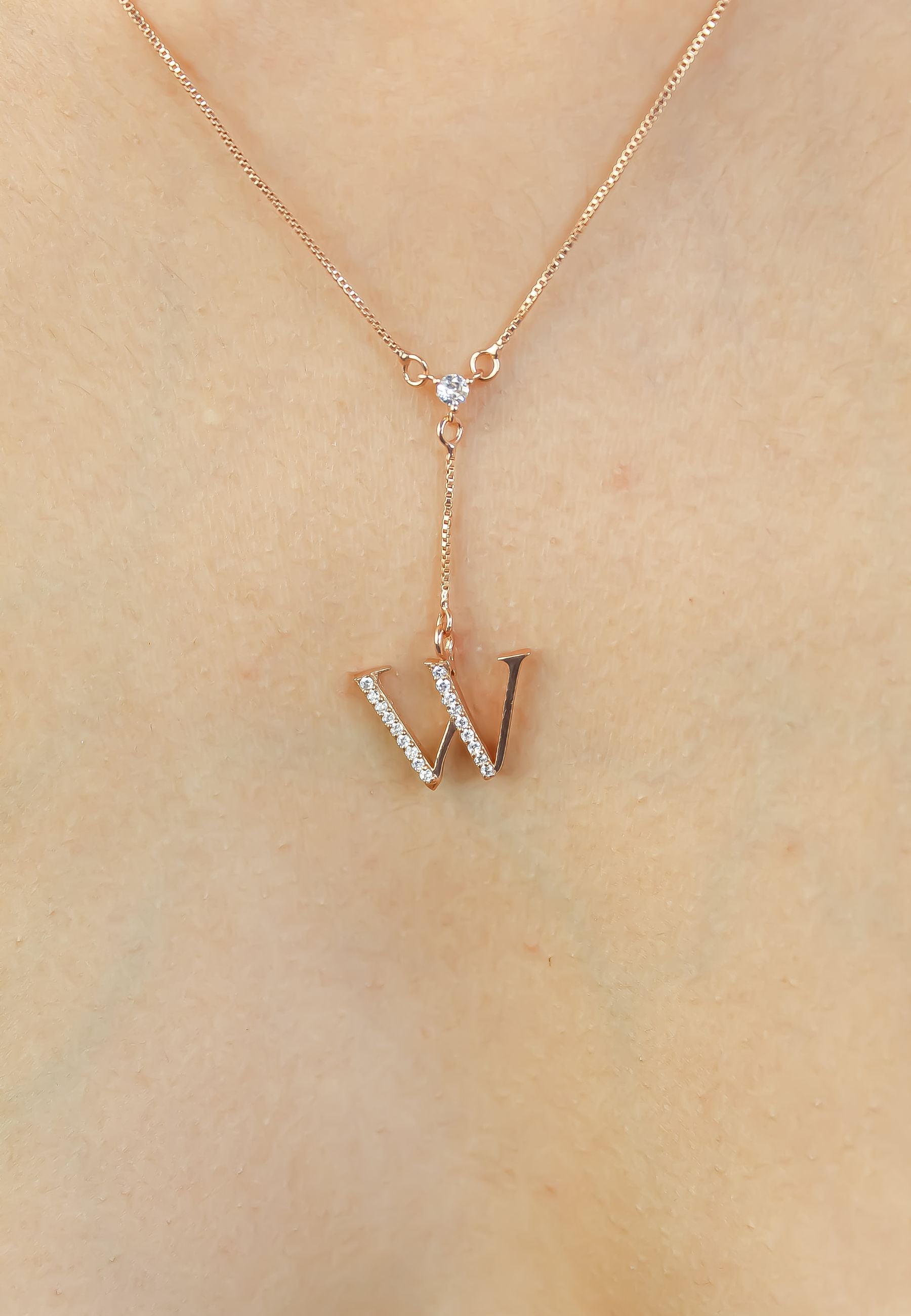 rose gold alphabet necklaces Bombay Sunset