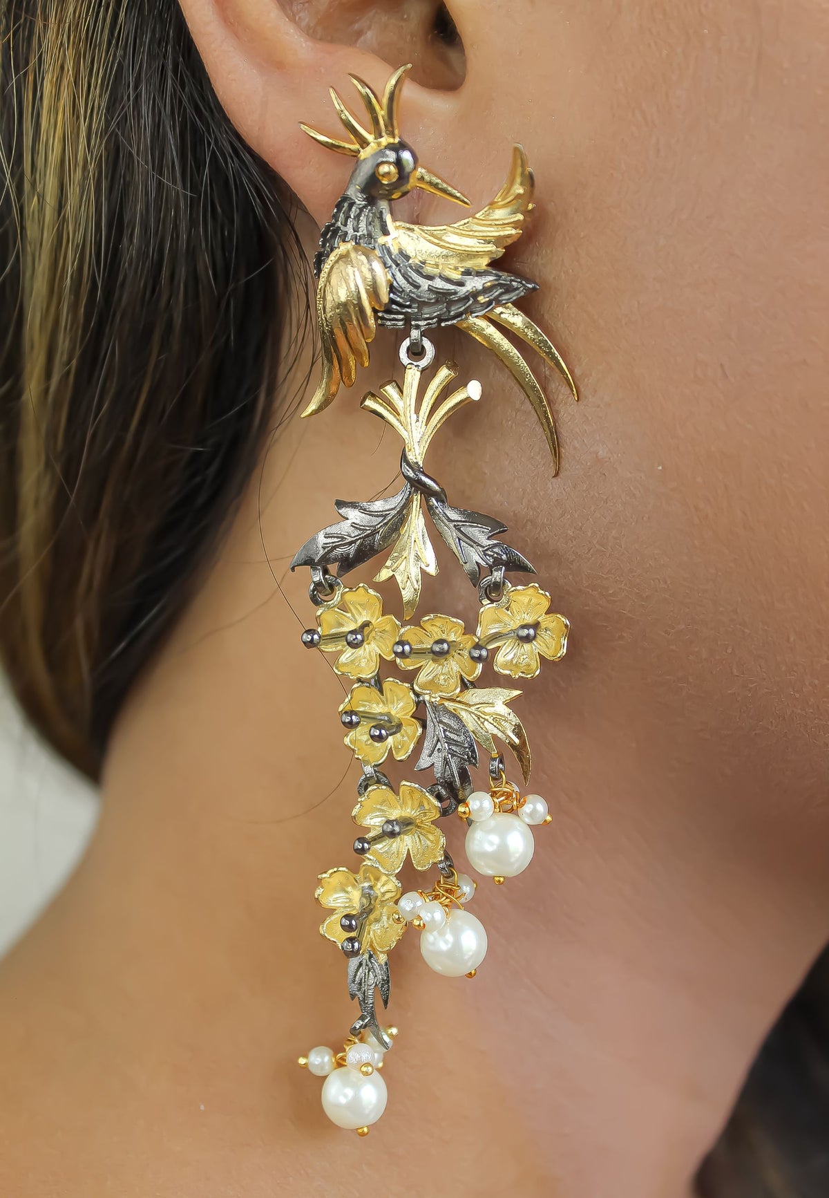 Paradise bird earrings bombay sunset