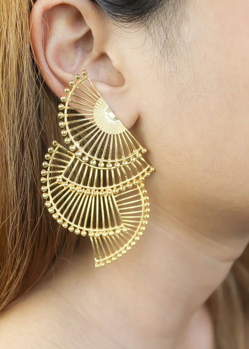 Tri abanico Earrings Bombay Sunset