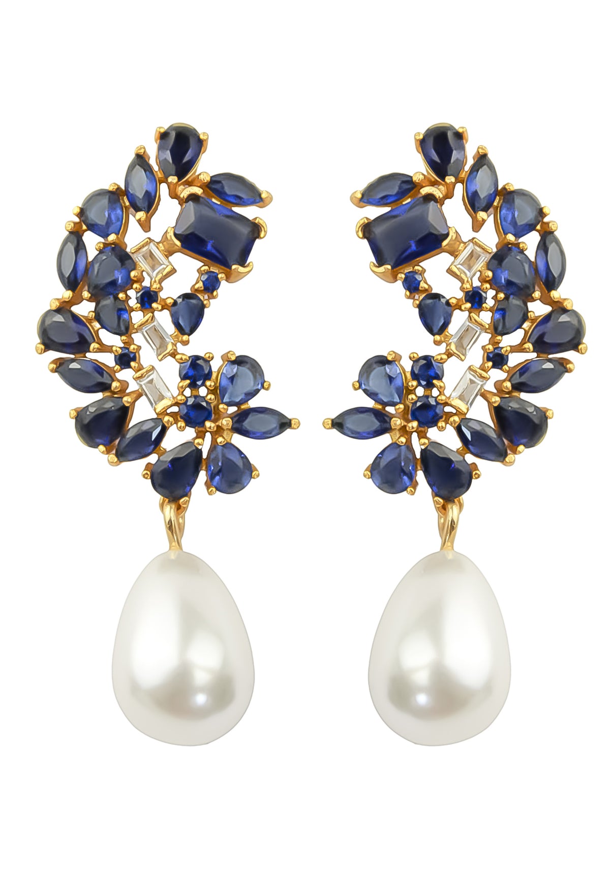Golden frosty pearl earrings bombay sunset