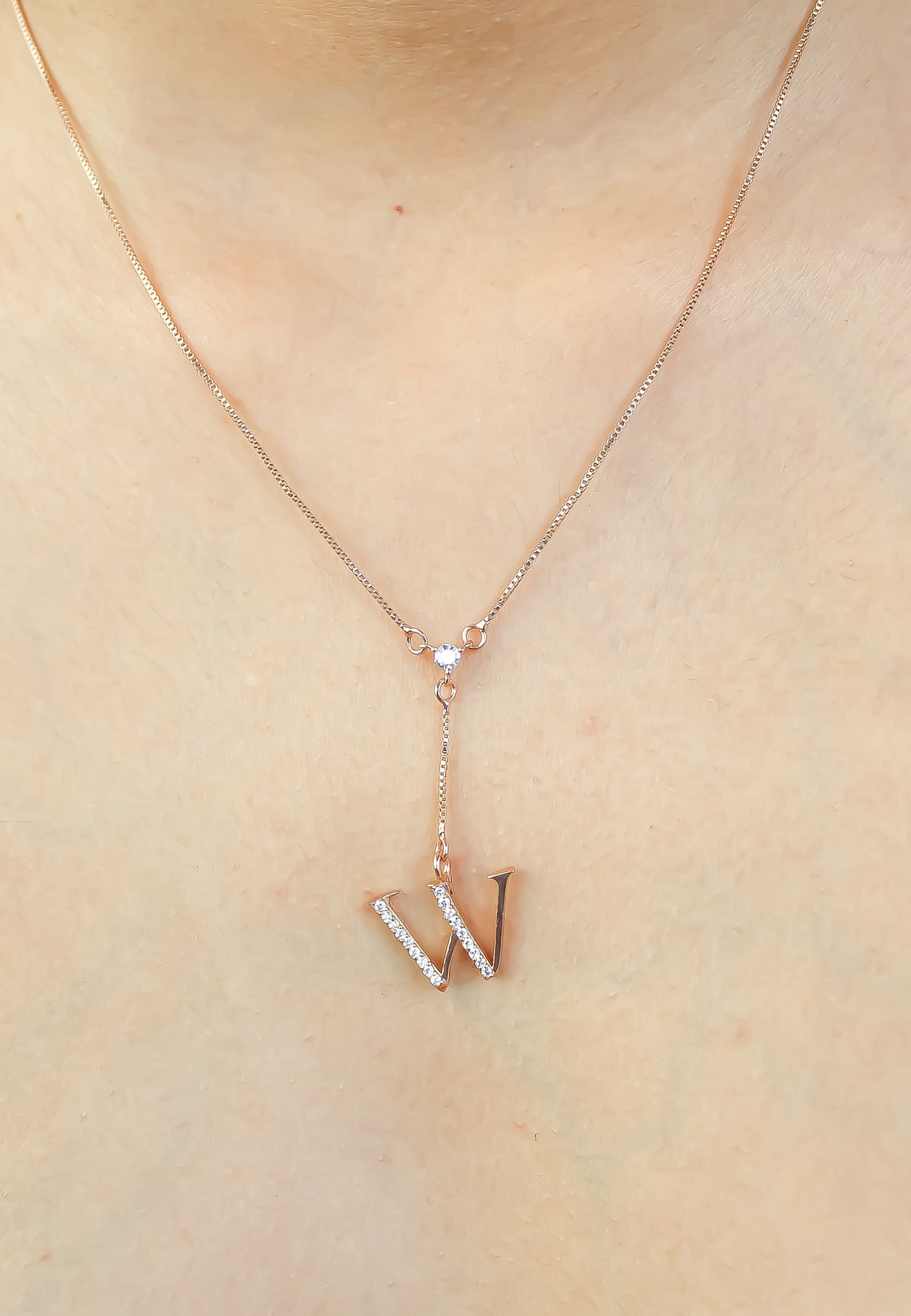 rose gold alphabet necklaces Bombay Sunset