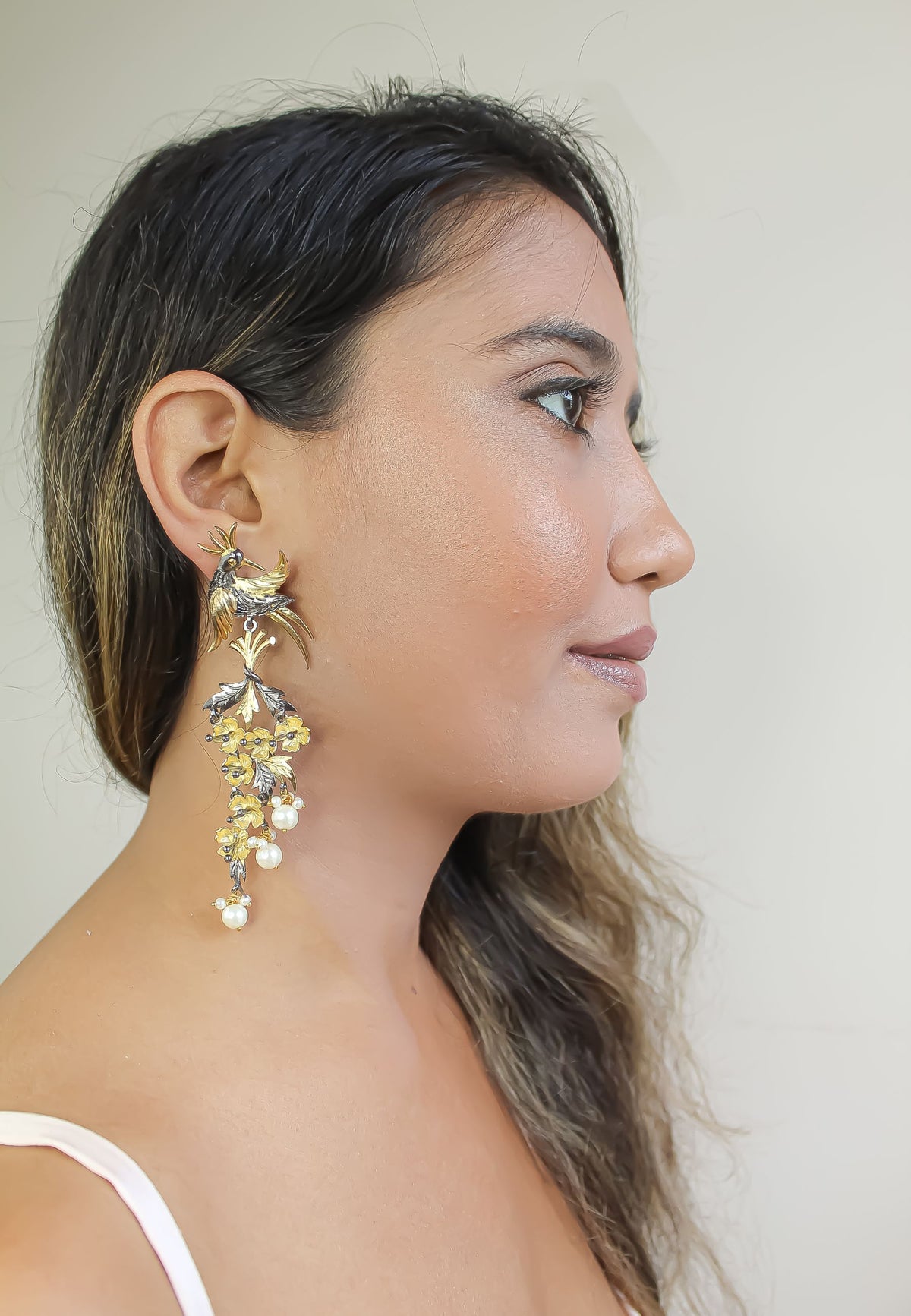 Paradise bird earrings bombay sunset