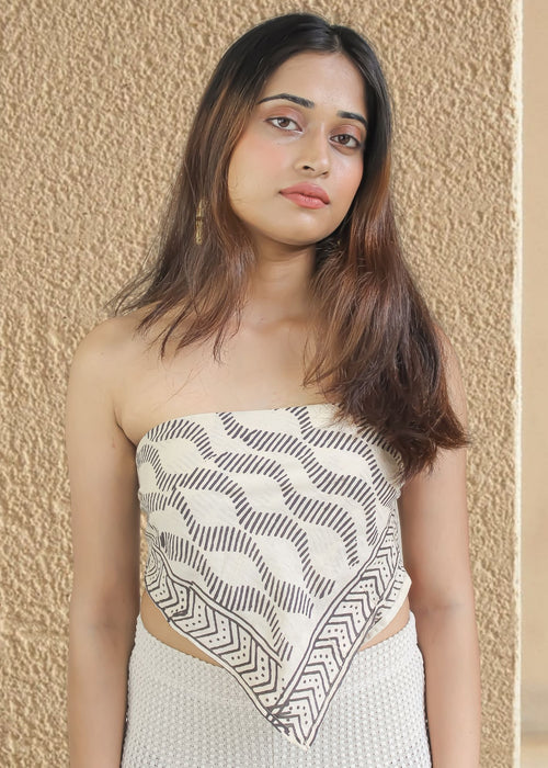 Black Wave Scarf Top Bombay Sunset