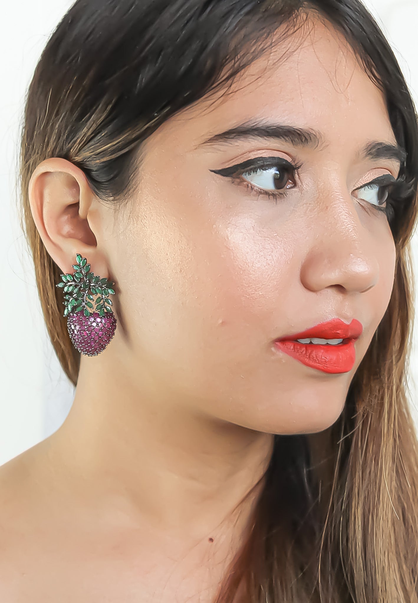 wild strawberry earrings Bombay Sunset