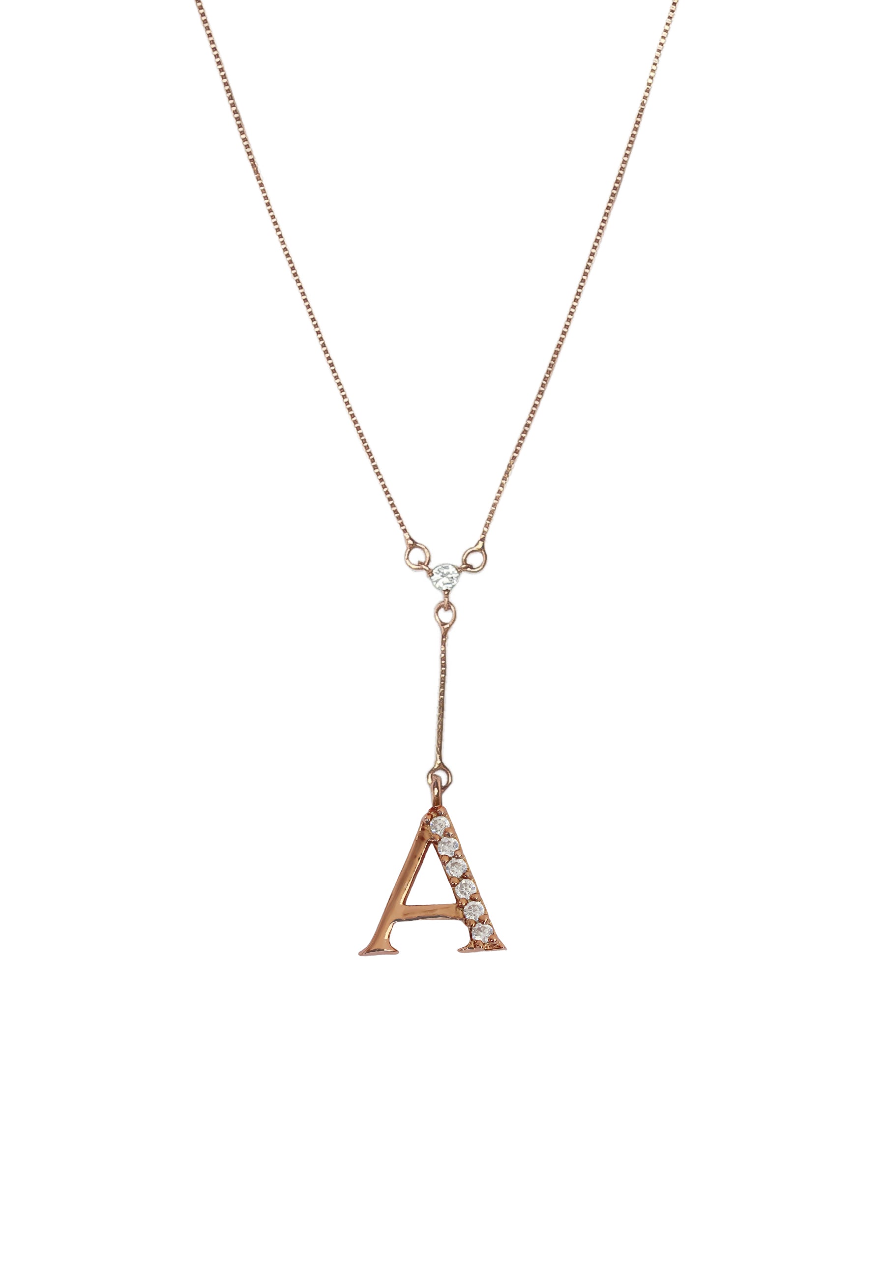 rose gold alphabet necklaces Bombay Sunset