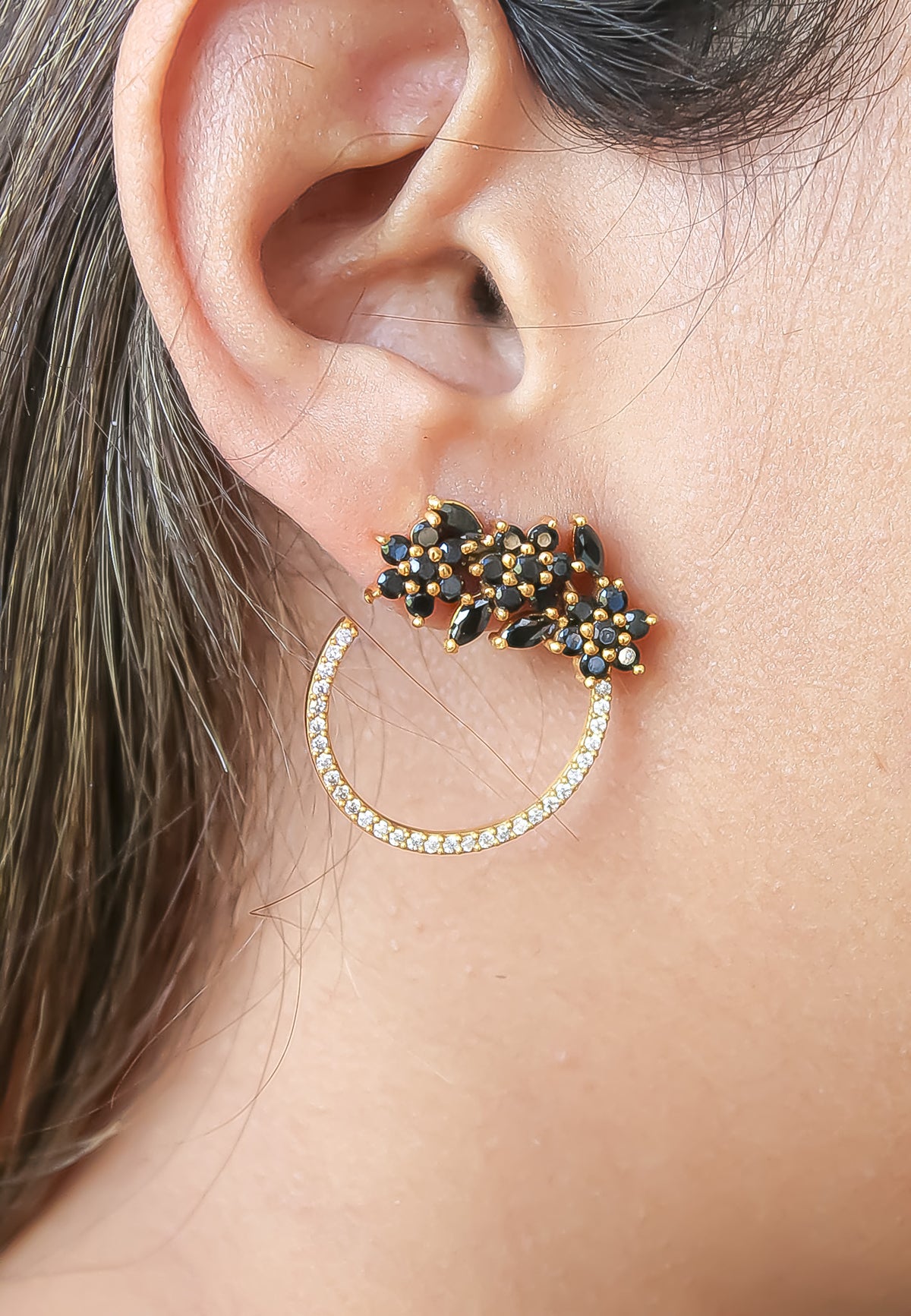 Golden salamander earrings bombay sunset