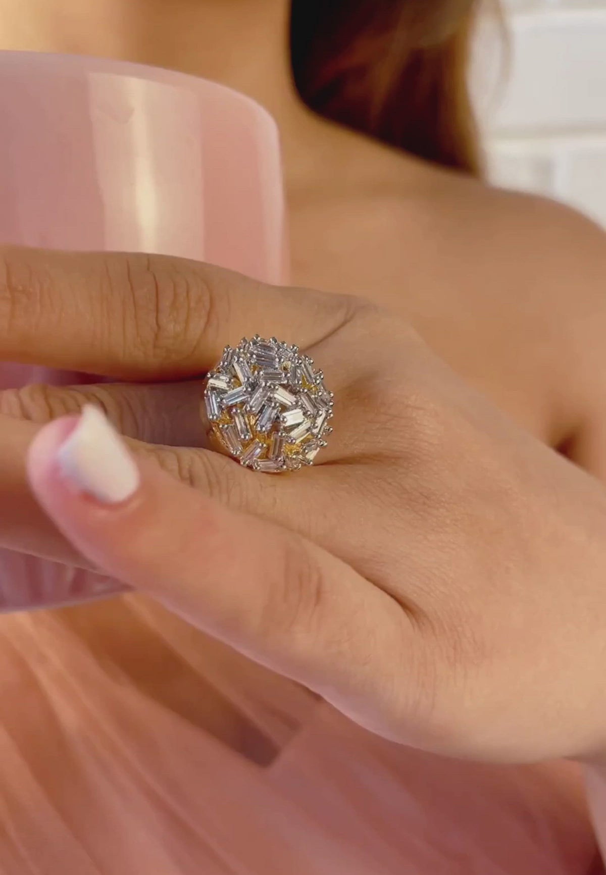 Crystal crown ring