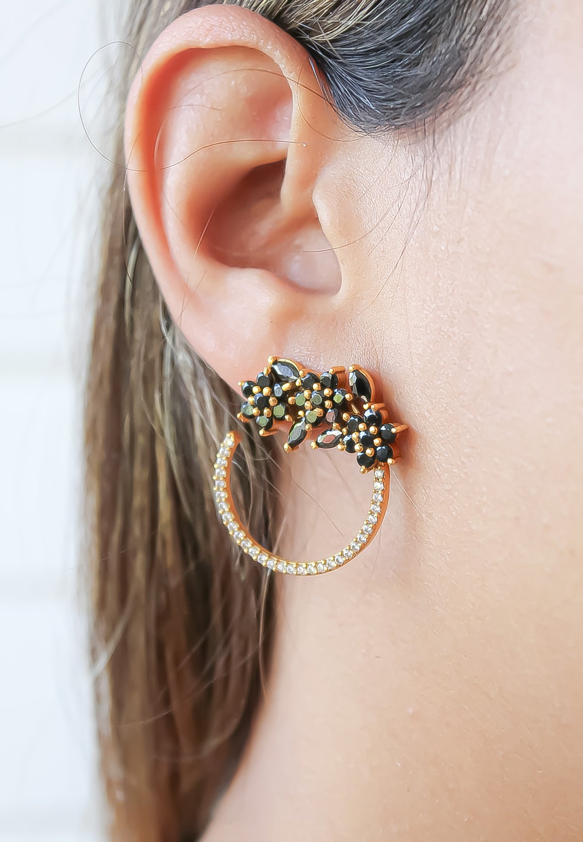 Golden salamander earrings bombay sunset