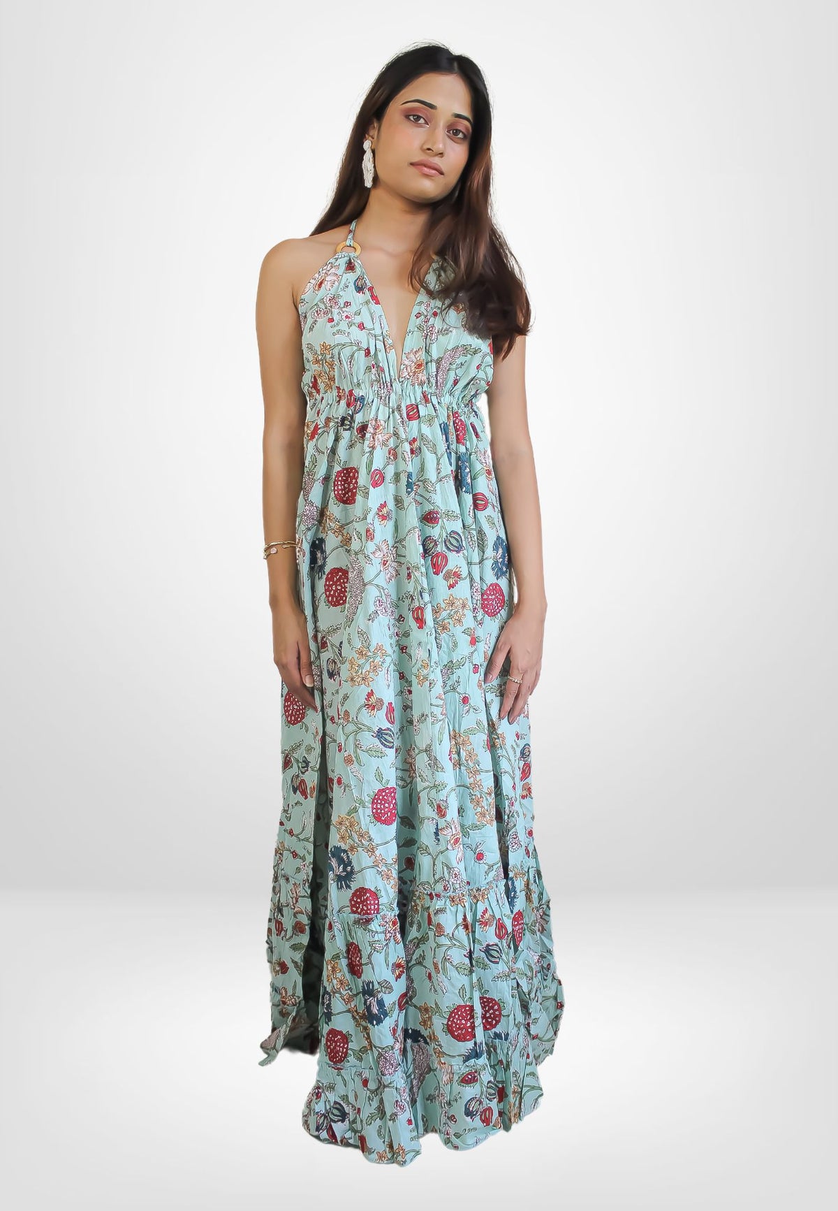 floral backless tassel dress Bombay Sunset
