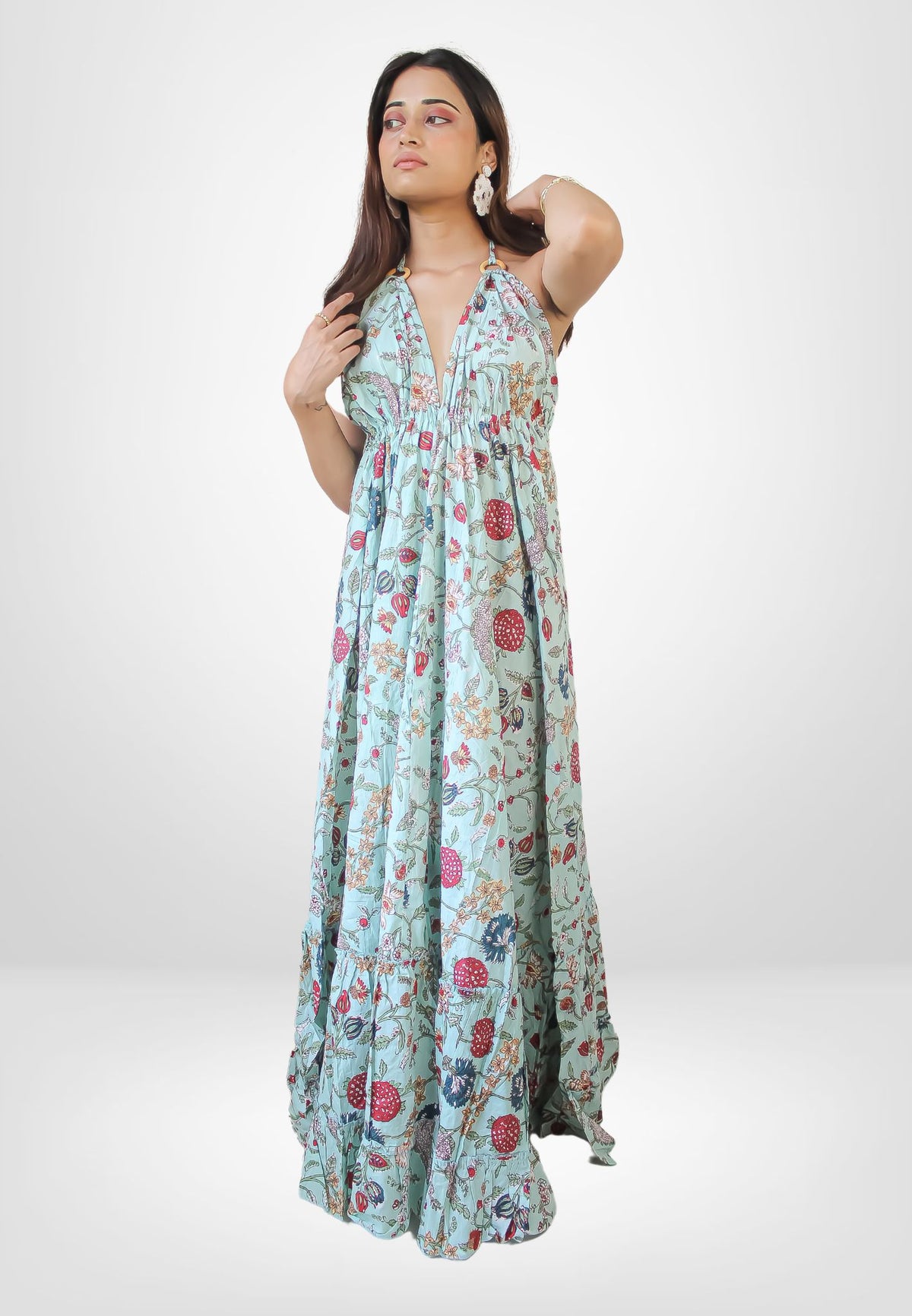 floral backless tassel dress Bombay Sunset