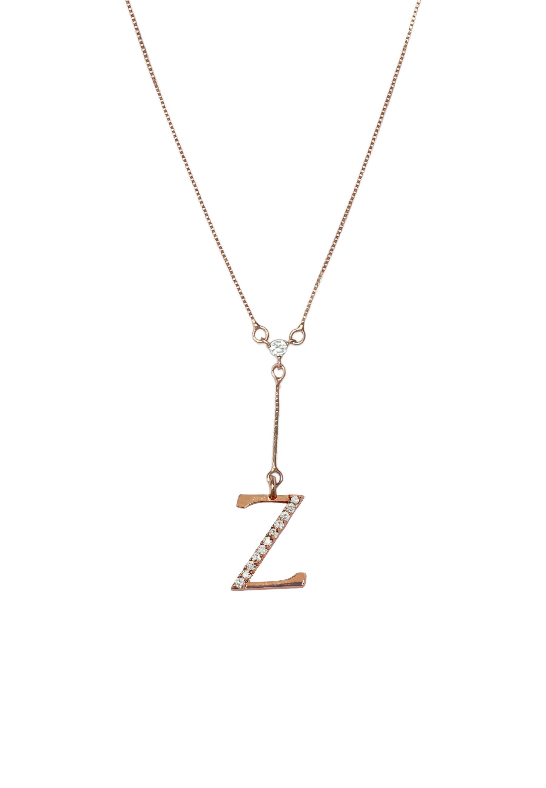 rose gold alphabet necklaces Bombay Sunset