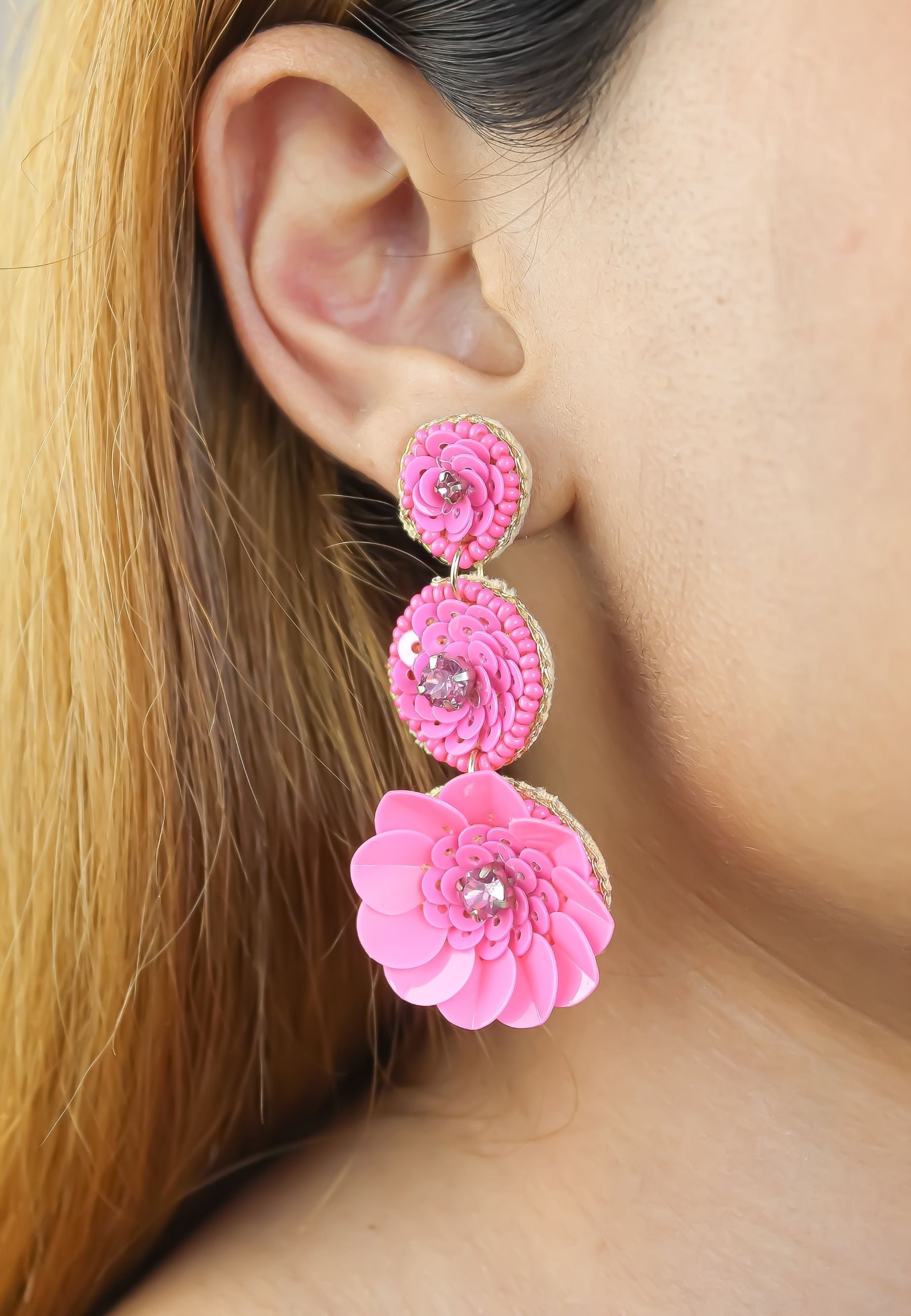 niquero pink earrings Bombay Sunset