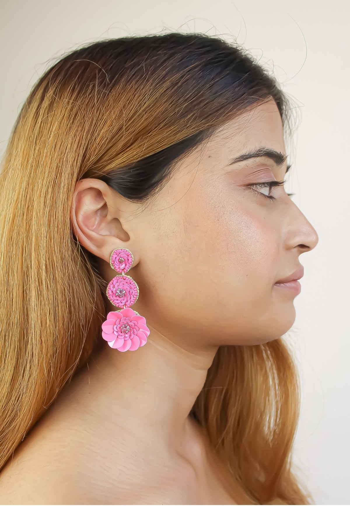 niquero pink earrings Bombay Sunset