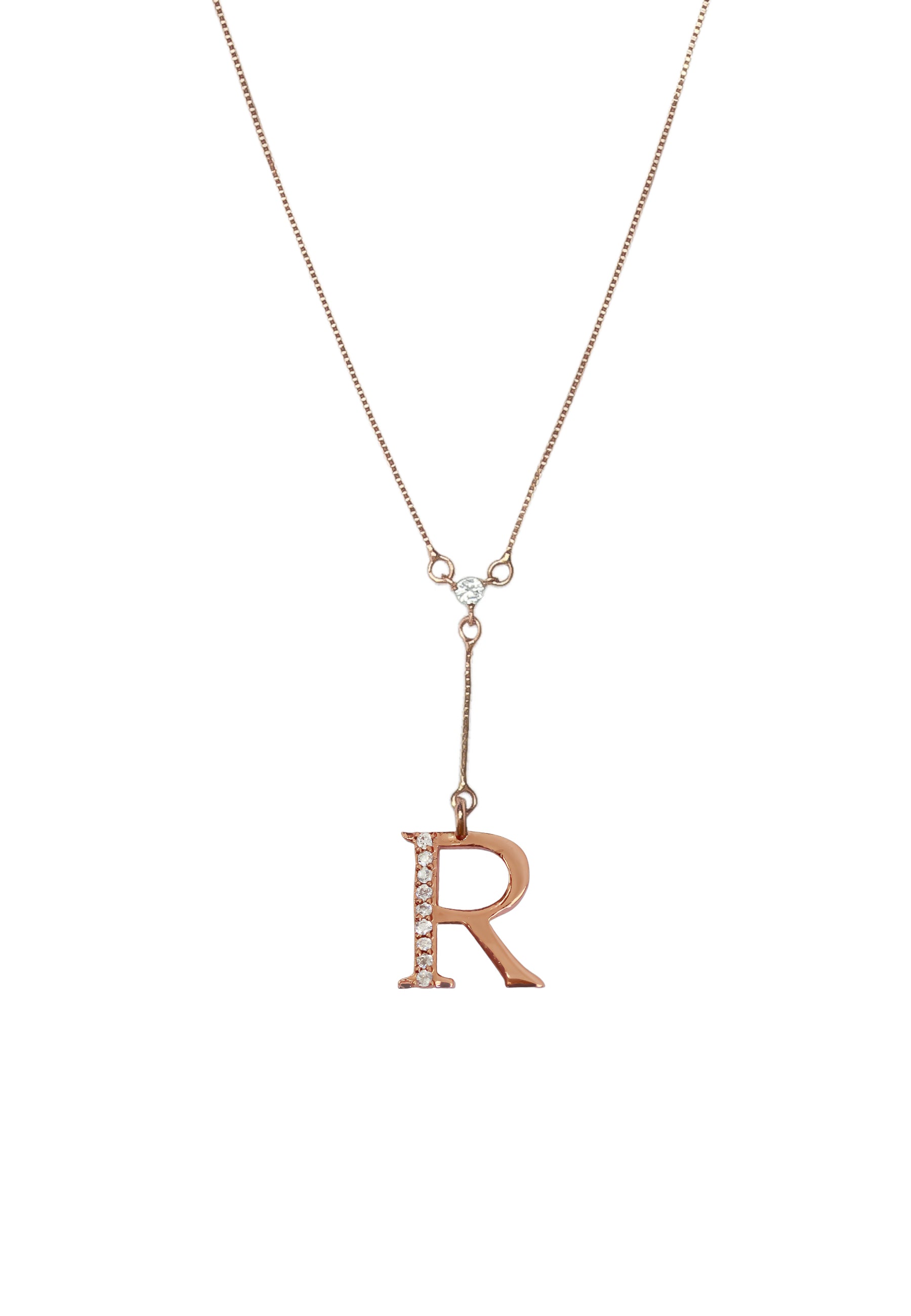 rose gold alphabet necklaces Bombay Sunset