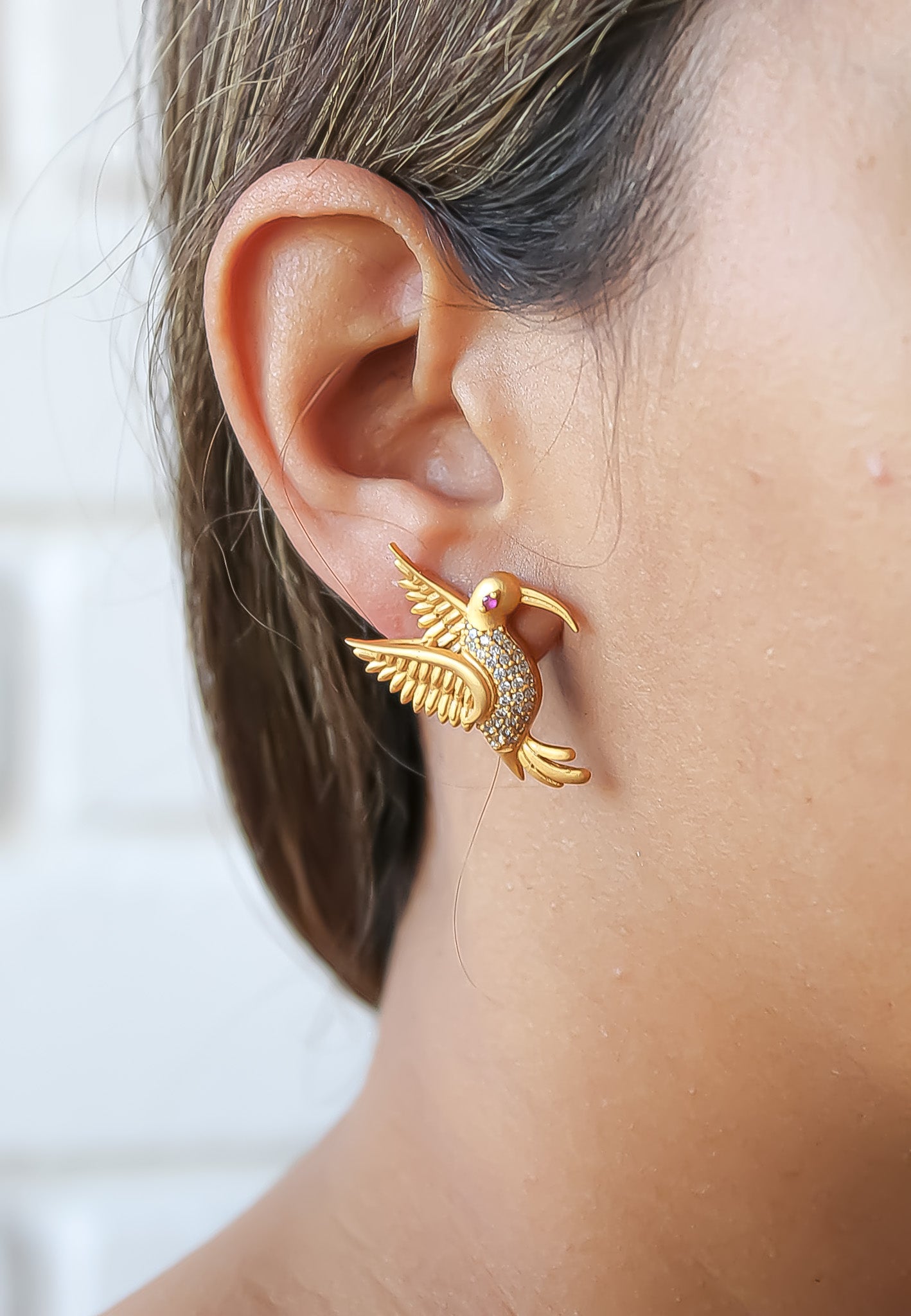 amazonian hummingbird stud earrings 1 Bombay Sunset