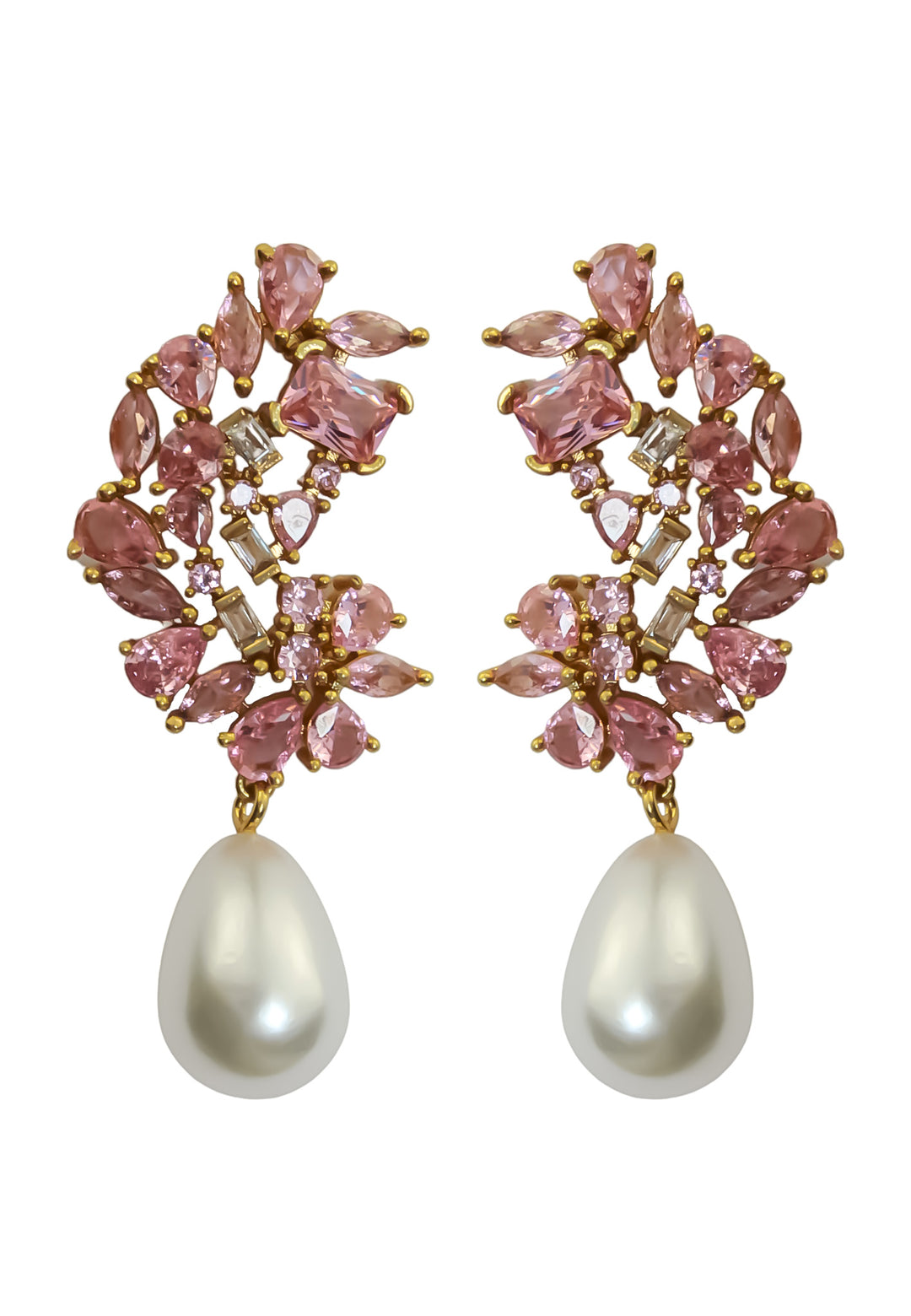 golden frosty pearl earrings Bombay Sunset