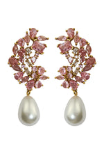Load image into Gallery viewer, golden frosty pearl earrings Bombay Sunset
