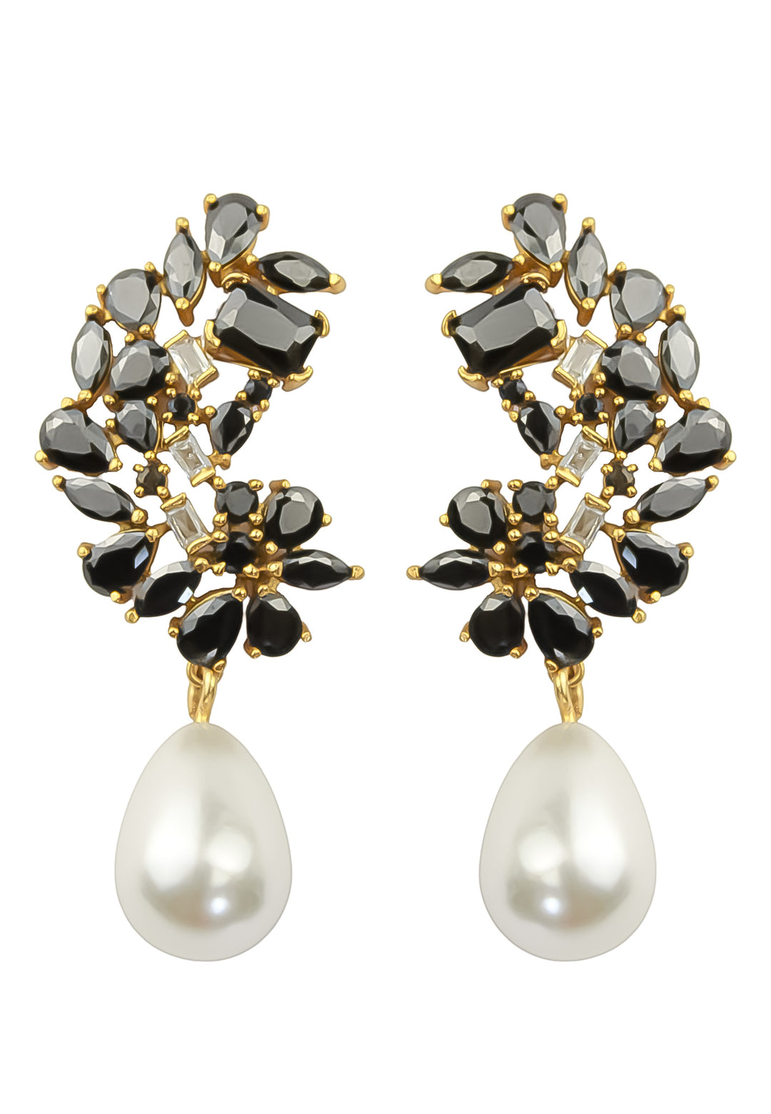 golden frosty pearl earrings Bombay Sunset